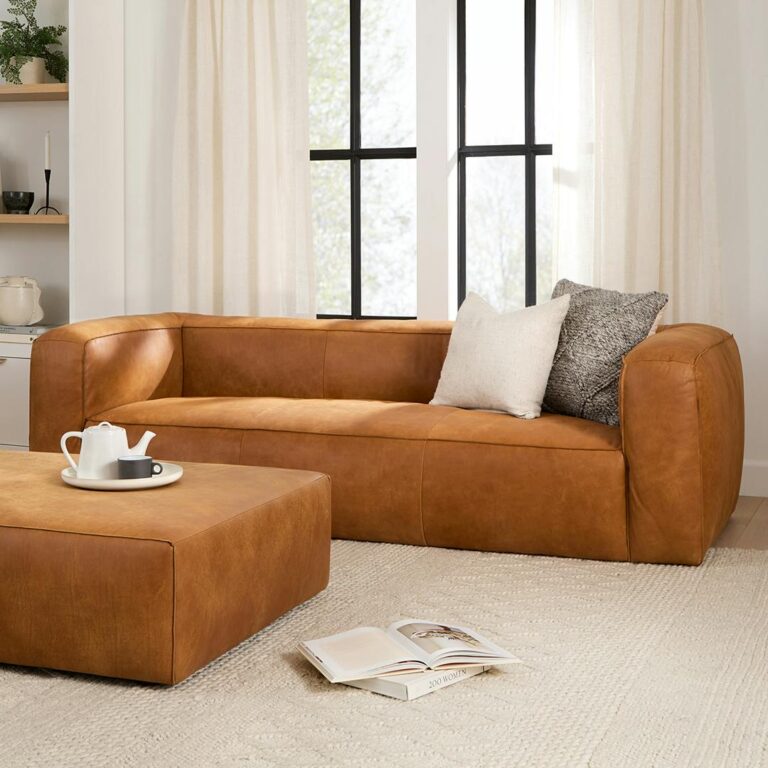 Cigar 92" Leather Sofa - Rawhide Tan