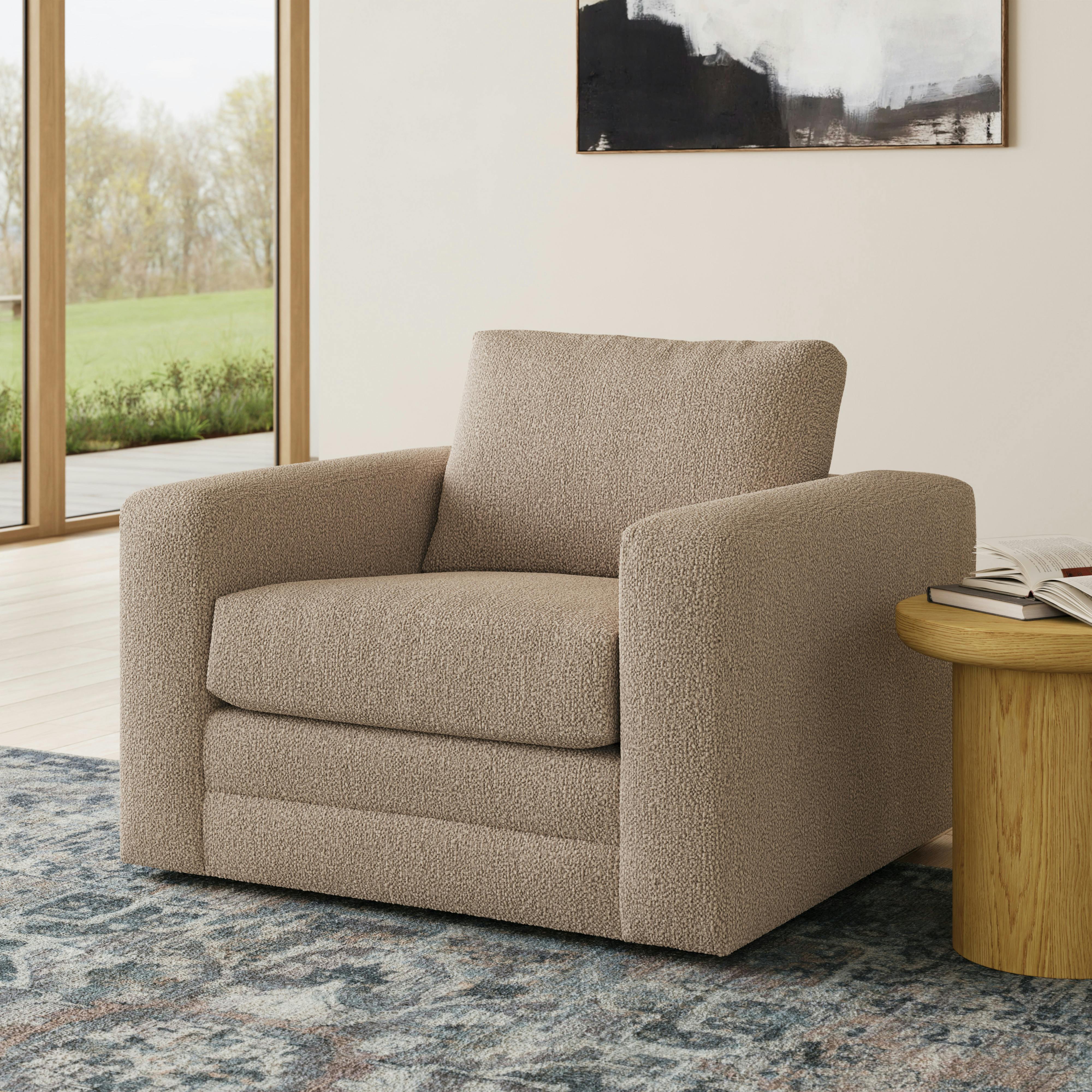 Riley 42" Lounge Chair - Sandstone Wool Bouclé