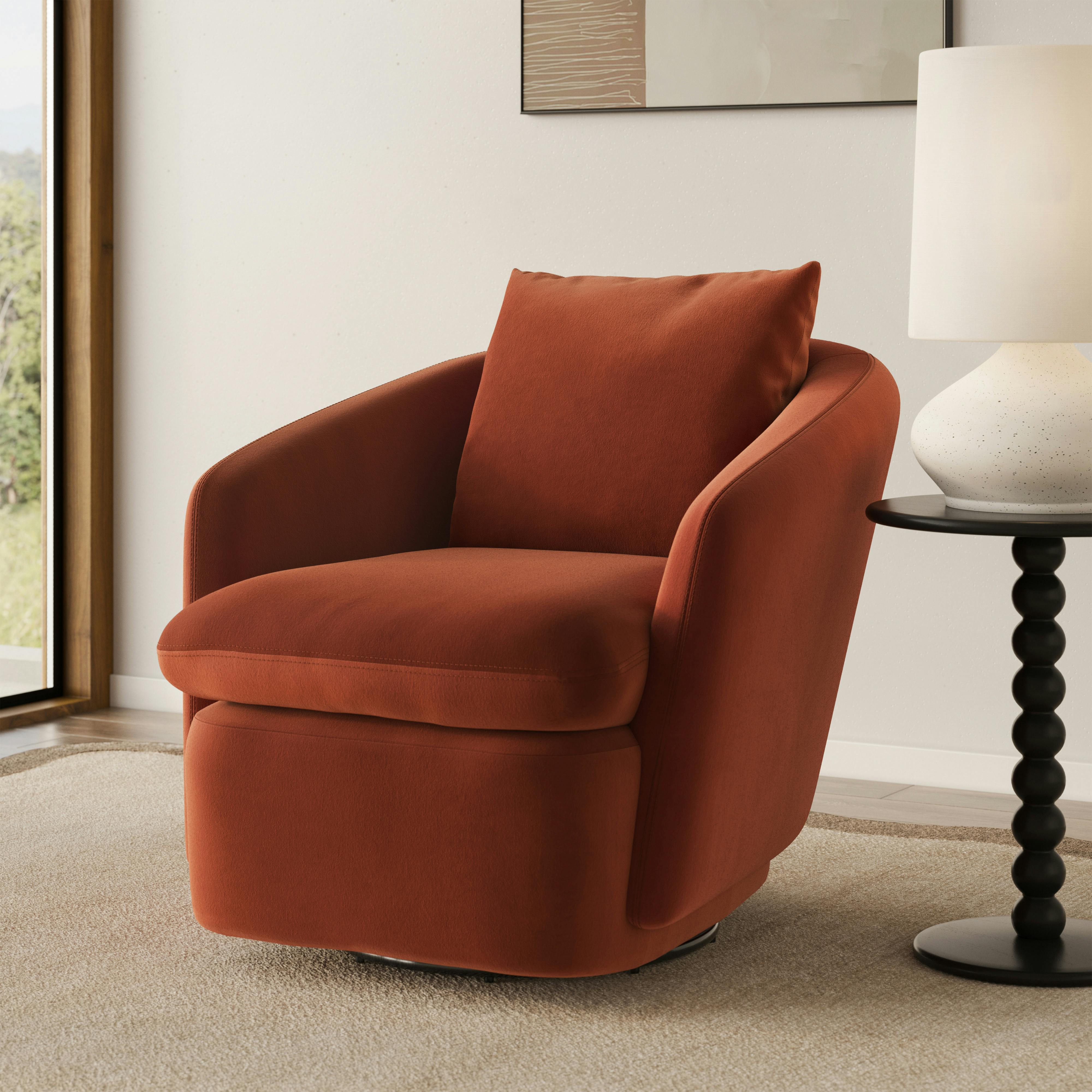 Leigh 33" Velvet Swivel Lounge Chair - Hale Rust