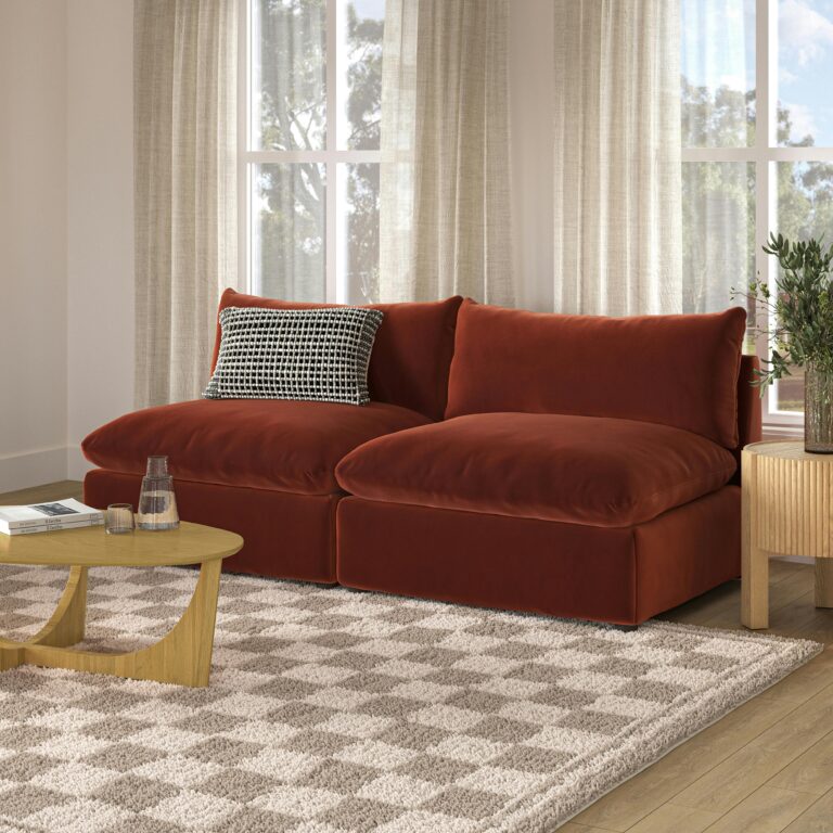 Leigh 79" Velvet Armless Modular Sofa - Hale Rust