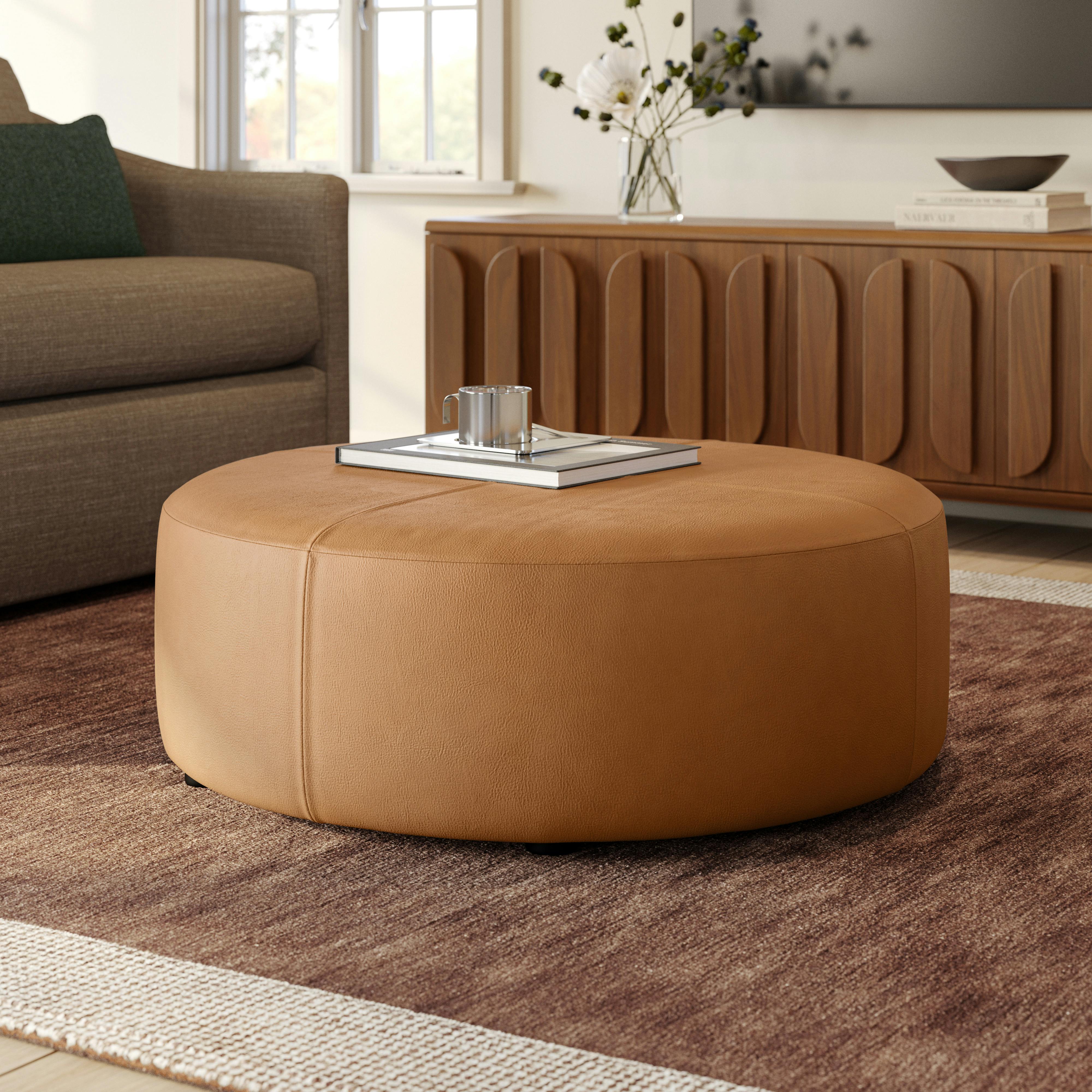 Avery 36" Leather Ottoman - Dakota Tan