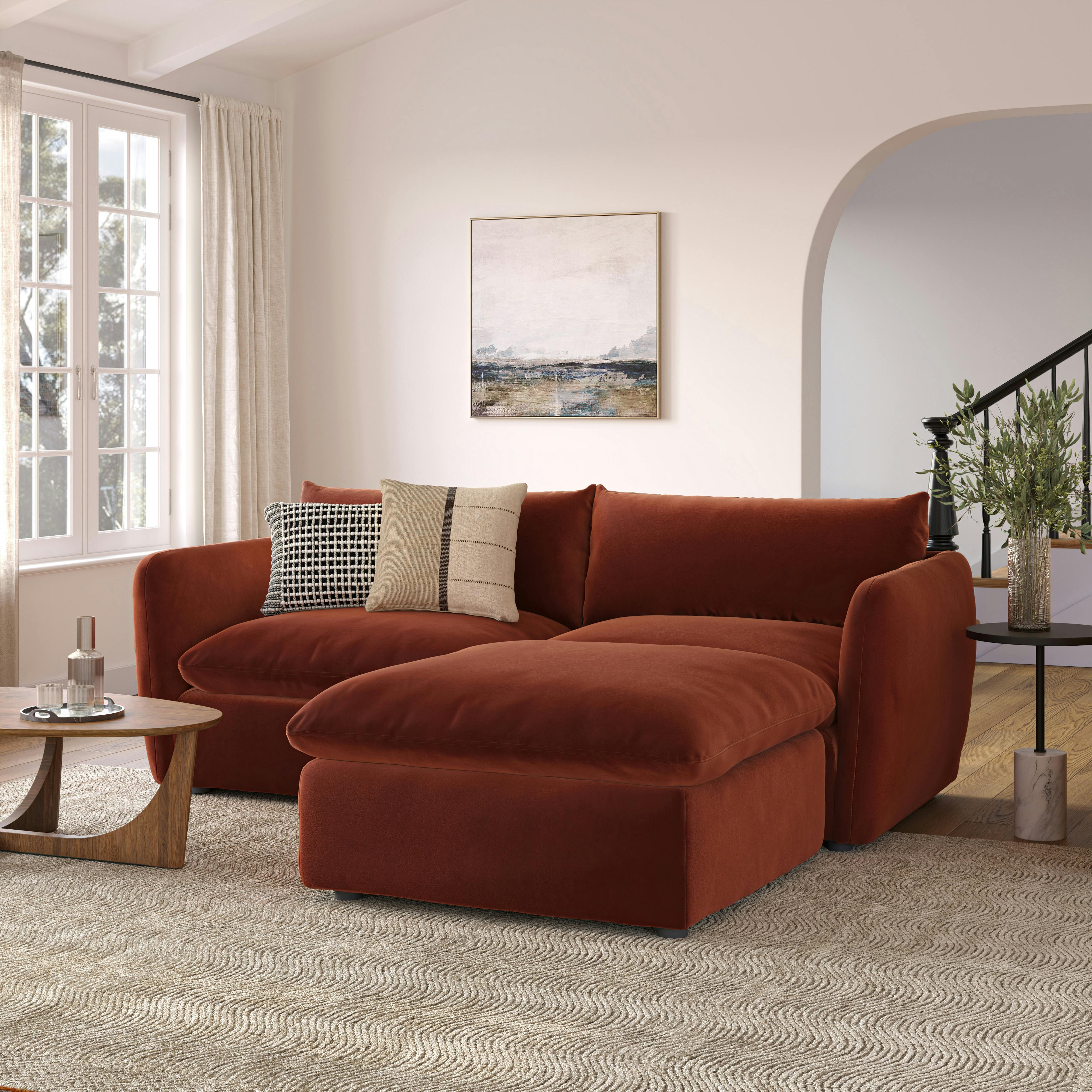 Leigh 92" Velvet Modular Sectional - Hale Rust