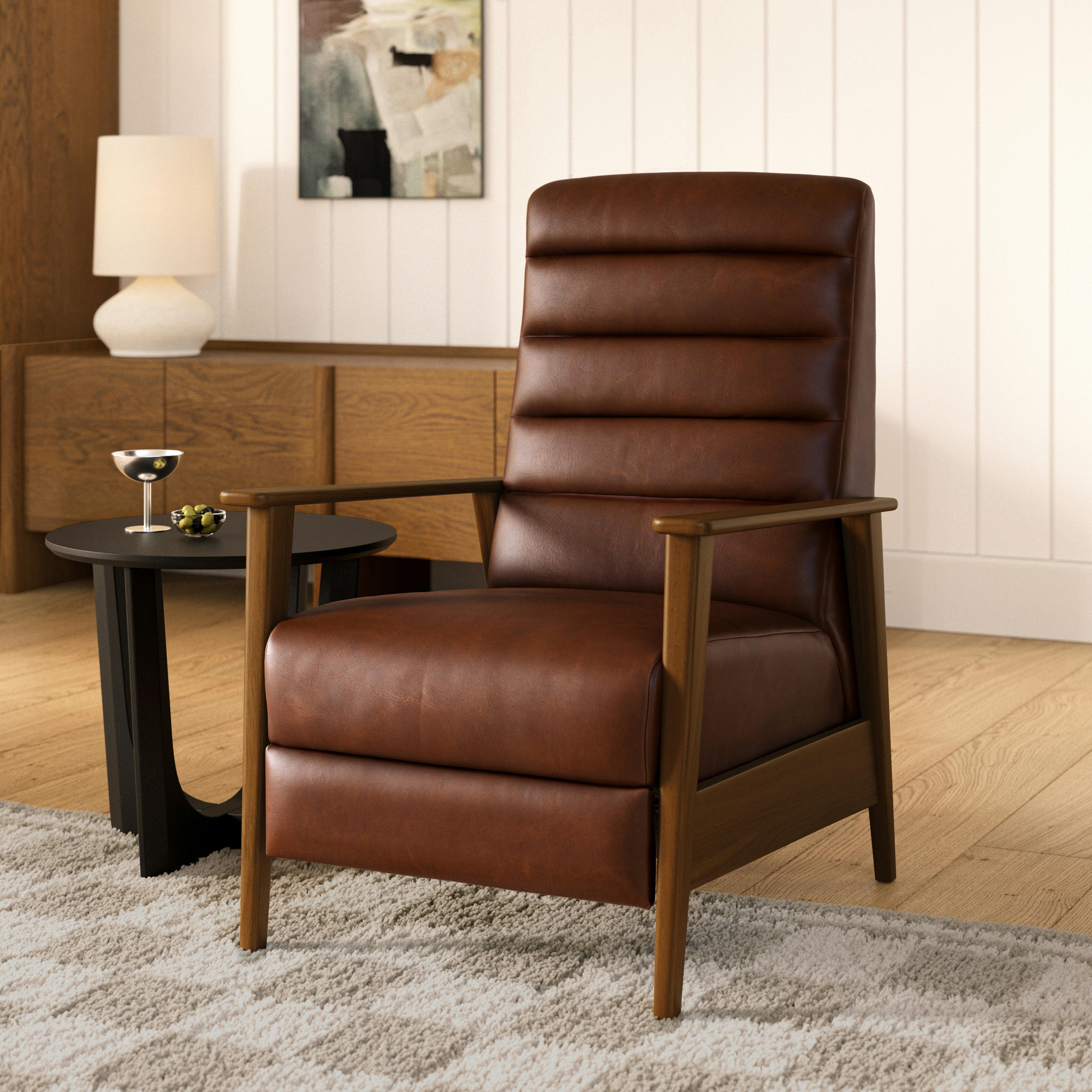 Ellow 28.5" Leather Reclining Lounge Chair - Indiana Brown