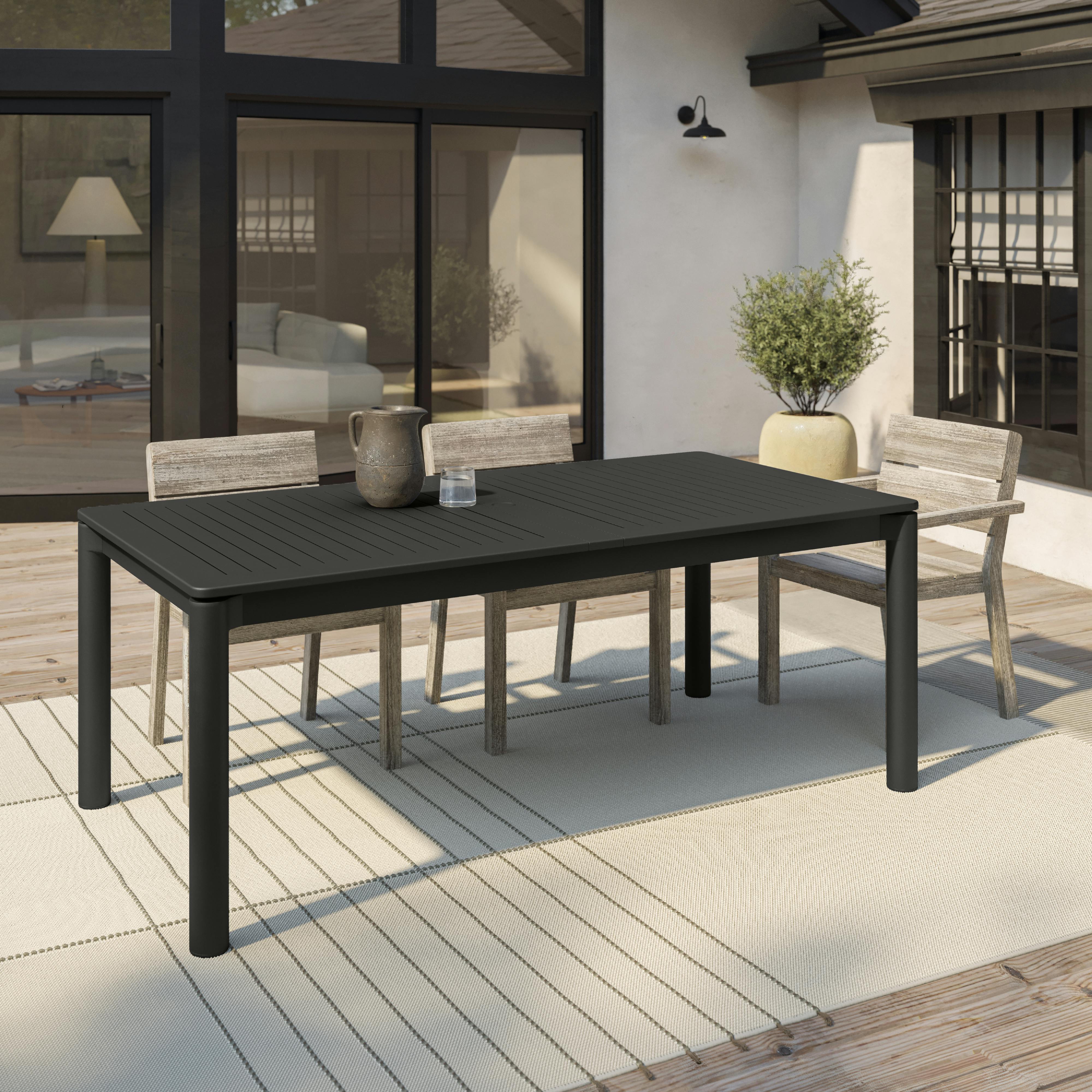 Fisk 75.5" - 96" Outdoor Extendable Dining Table - Black