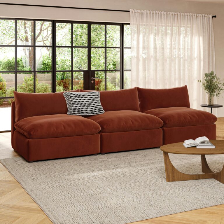 Leigh 118" Velvet Armless Modular Sofa - Hale Rust