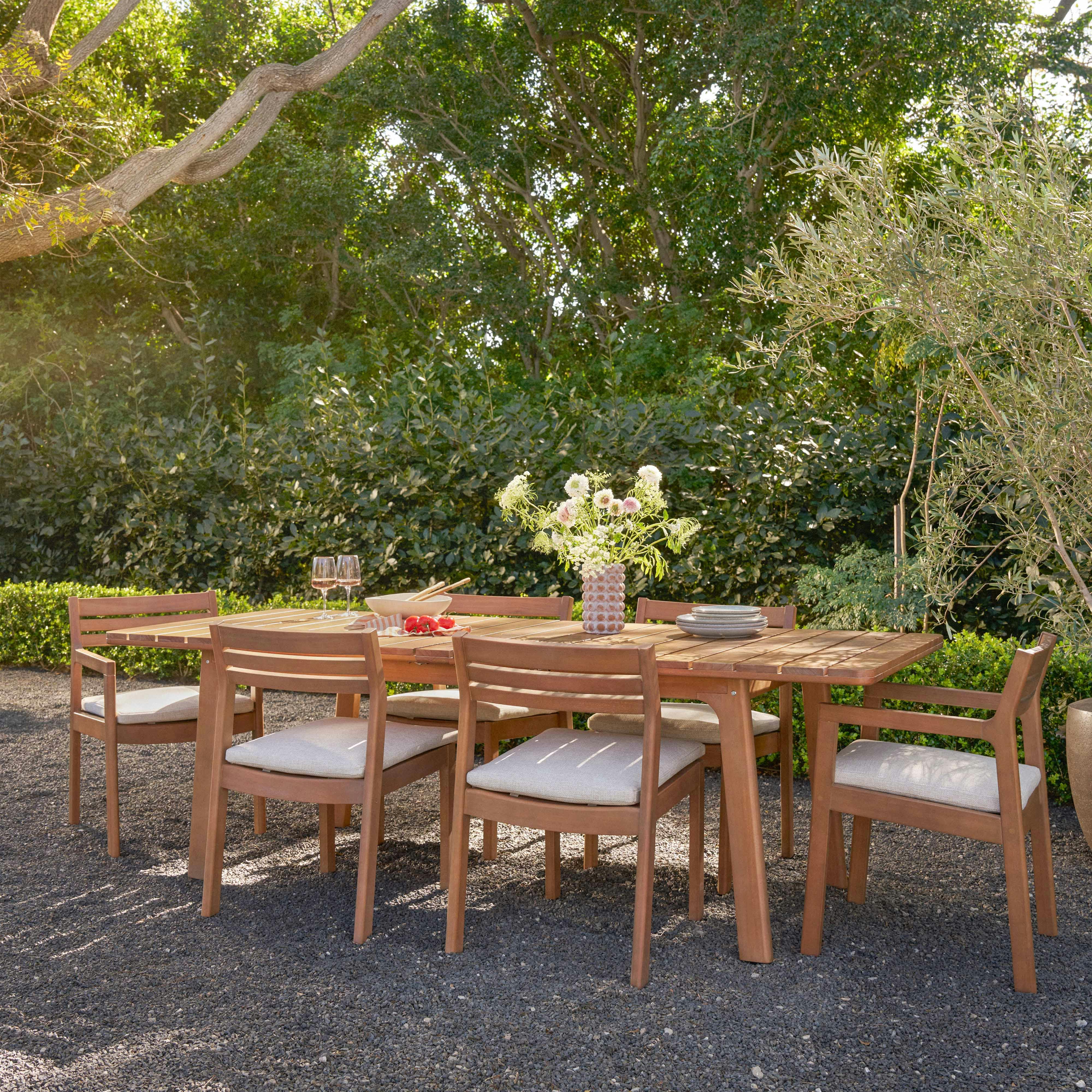 Elise 76.5" - 94.5" Outdoor Extendable Dining Table - Light Eucalyptus