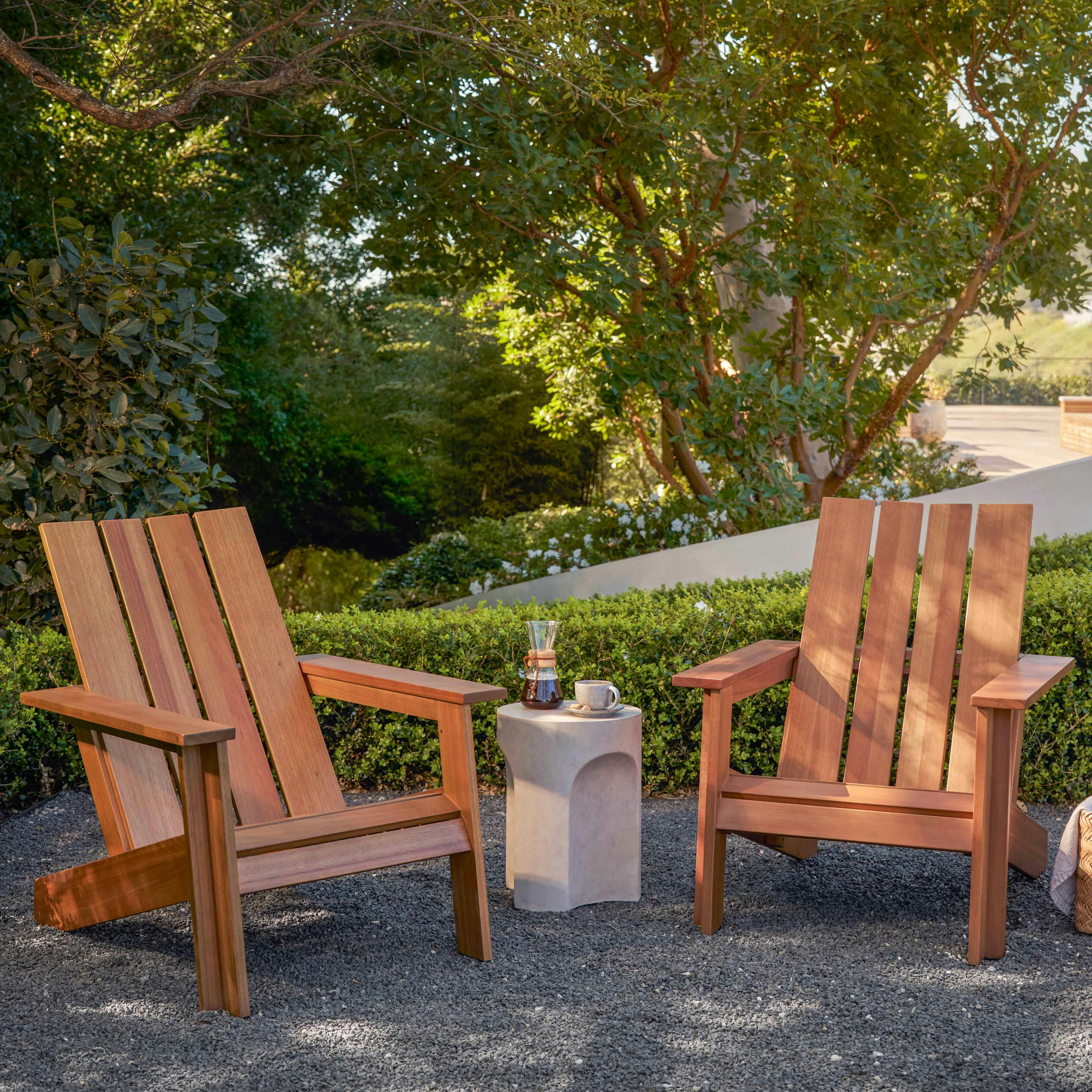 Rena 31.5" Outdoor Adirondack Chair Set - Natural Eucalyptus