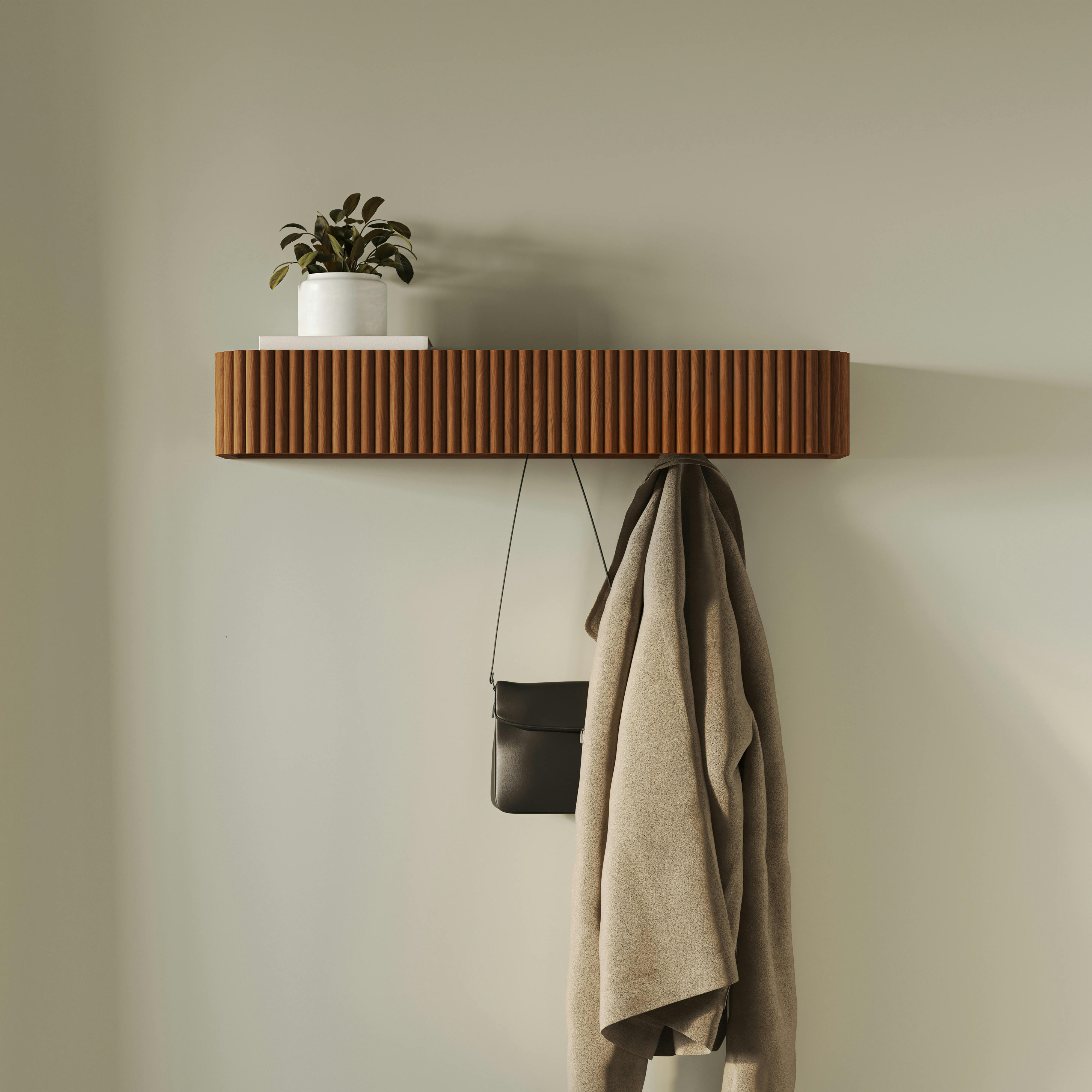 Liv 32" Shelf and Coat Rack - Brass and Walnut