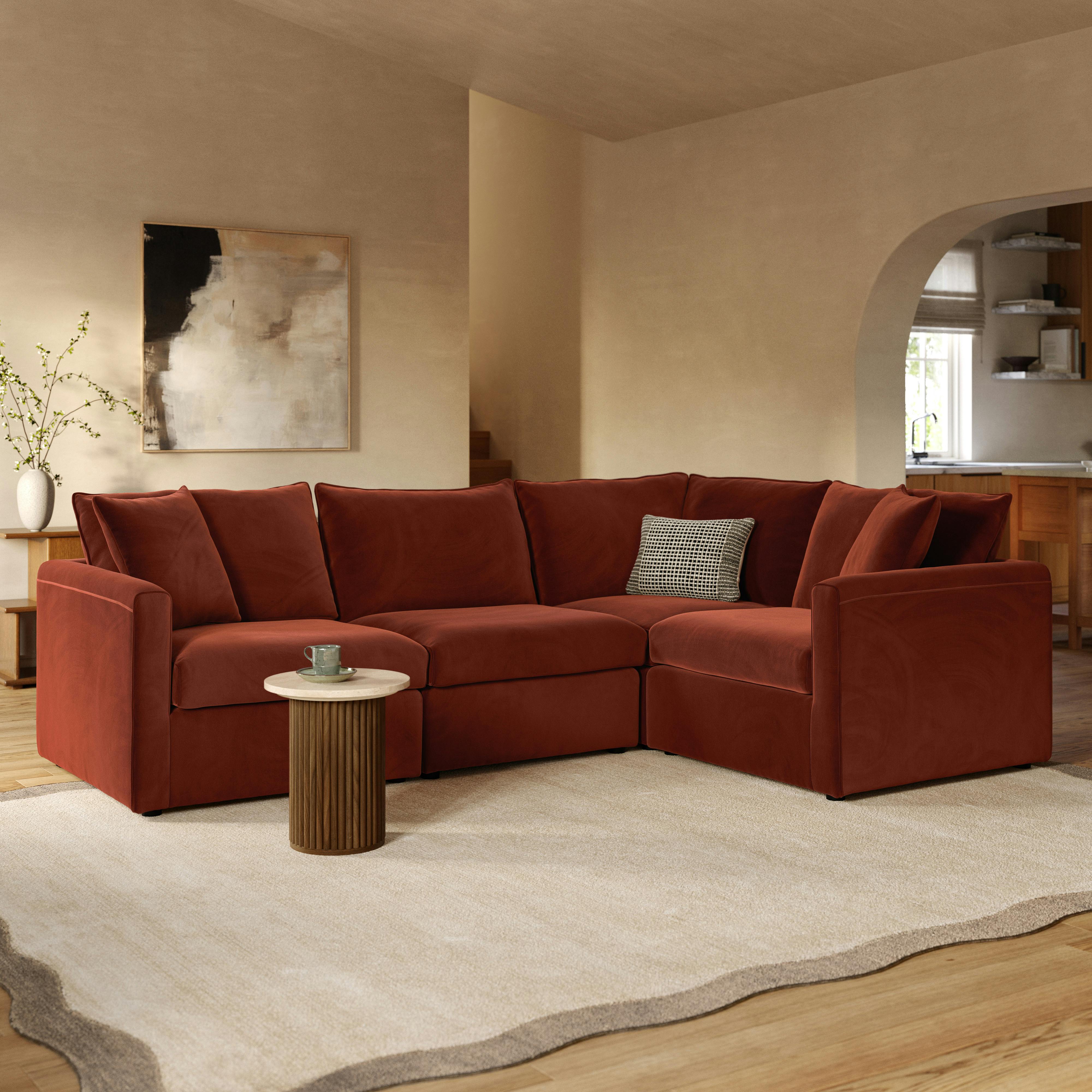 Lenae 106" Velvet Modular L-Shape Sectional - Hale Rust