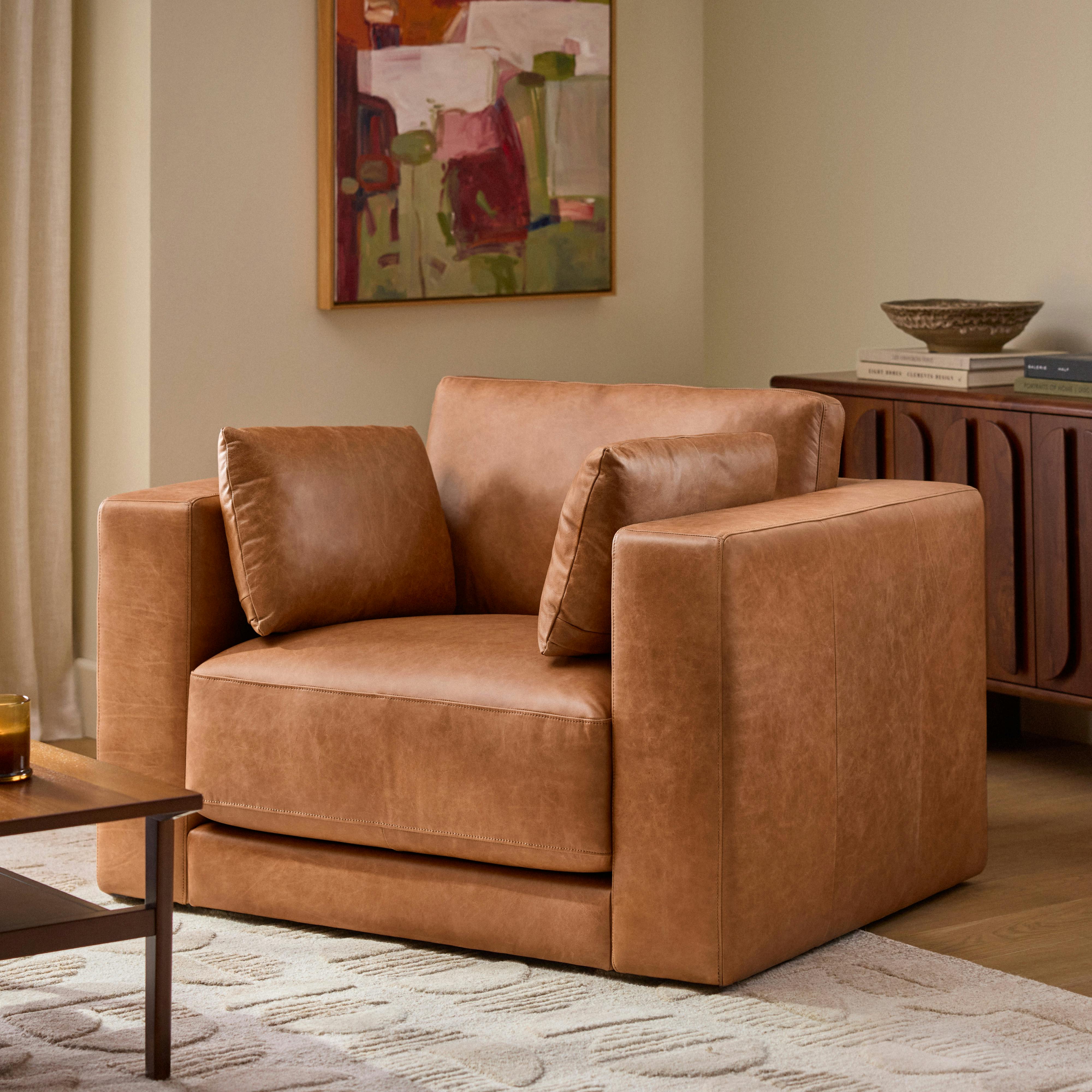 Whitmore 50" Leather Lounge Chair - Salerno Tan