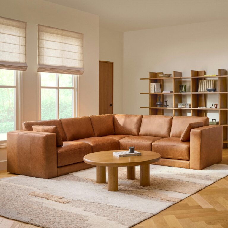 Whitmore 105" Leather Corner Sectional - Salerno Tan