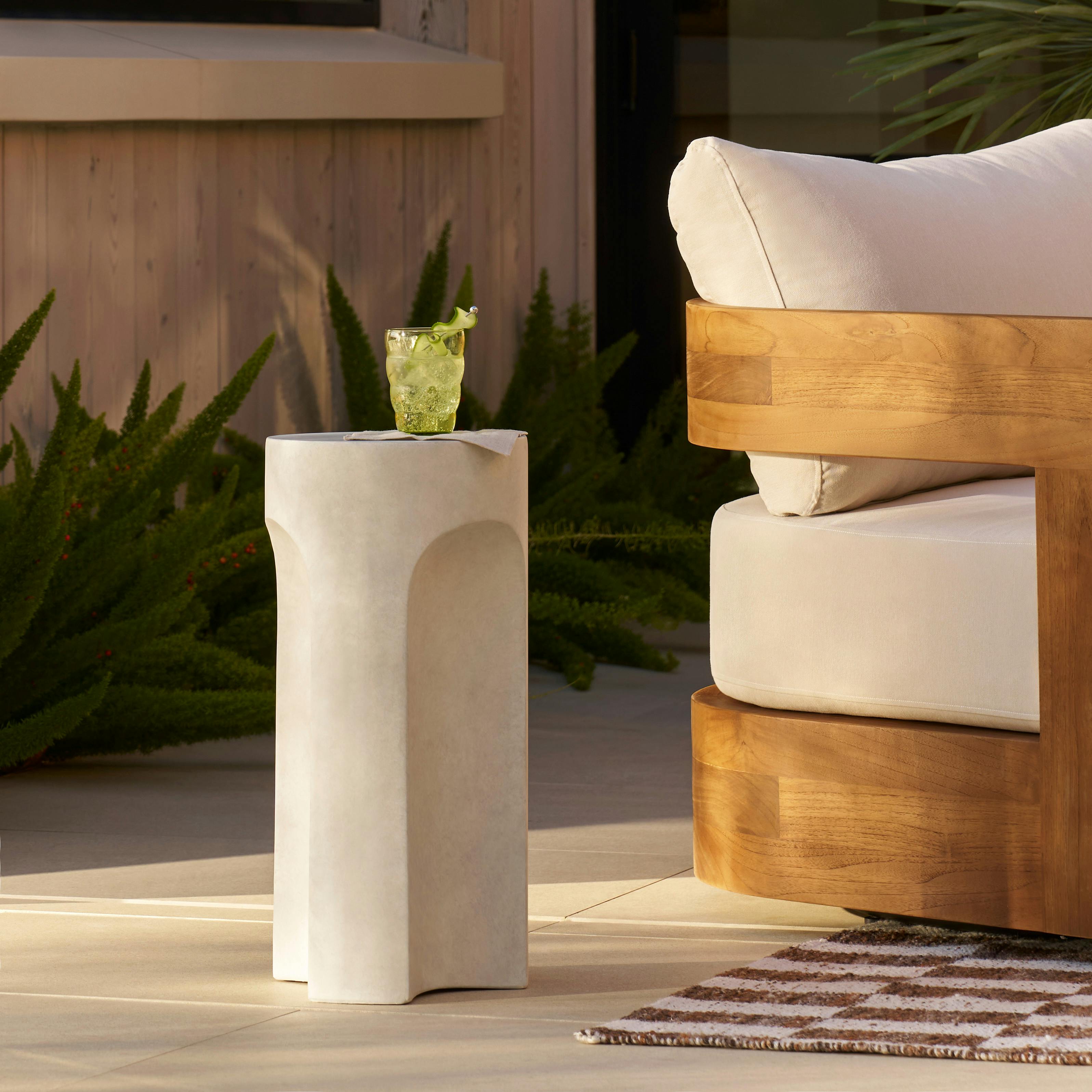 Noah Outdoor Cement Drinks Table - White
