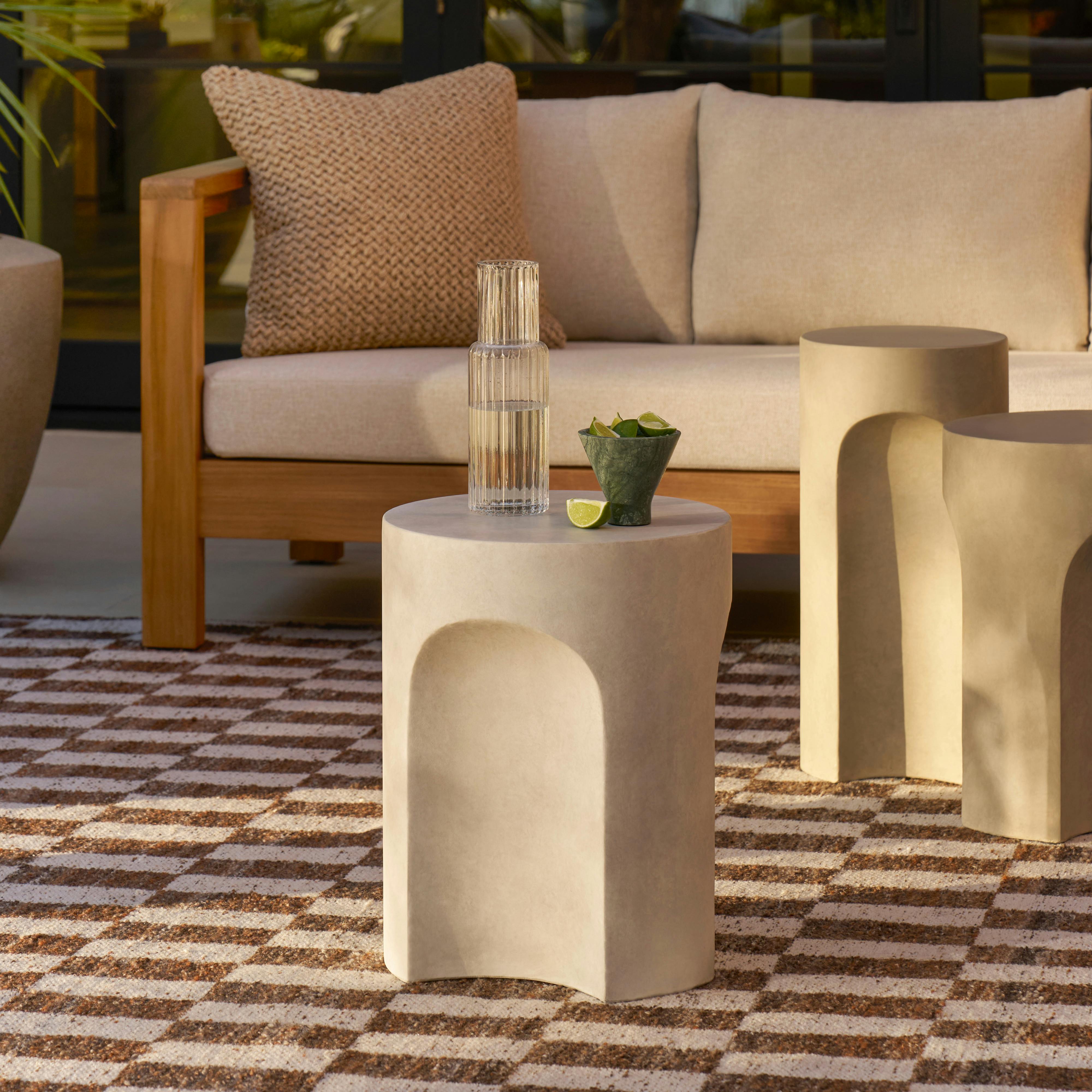 Noah Outdoor Cement Side Table - White