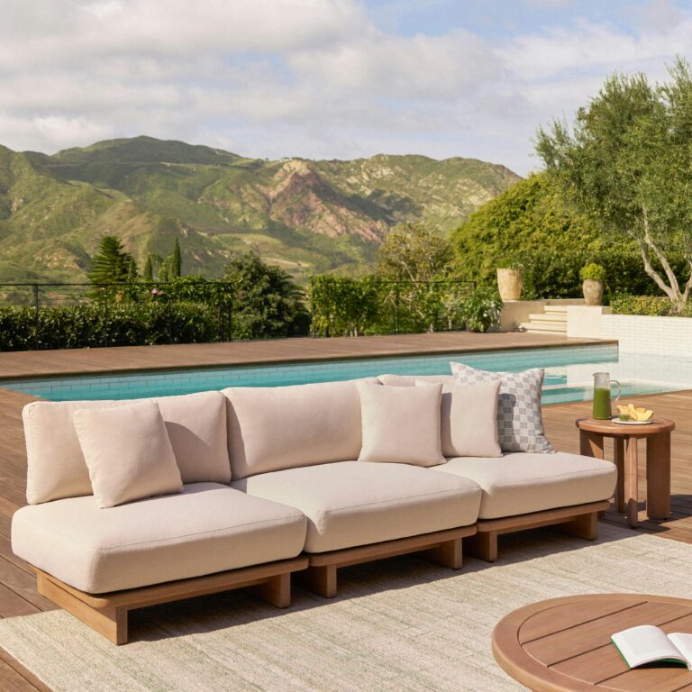 Daphne 102" Outdoor Armless Modular Sofa - Dravite Ivory