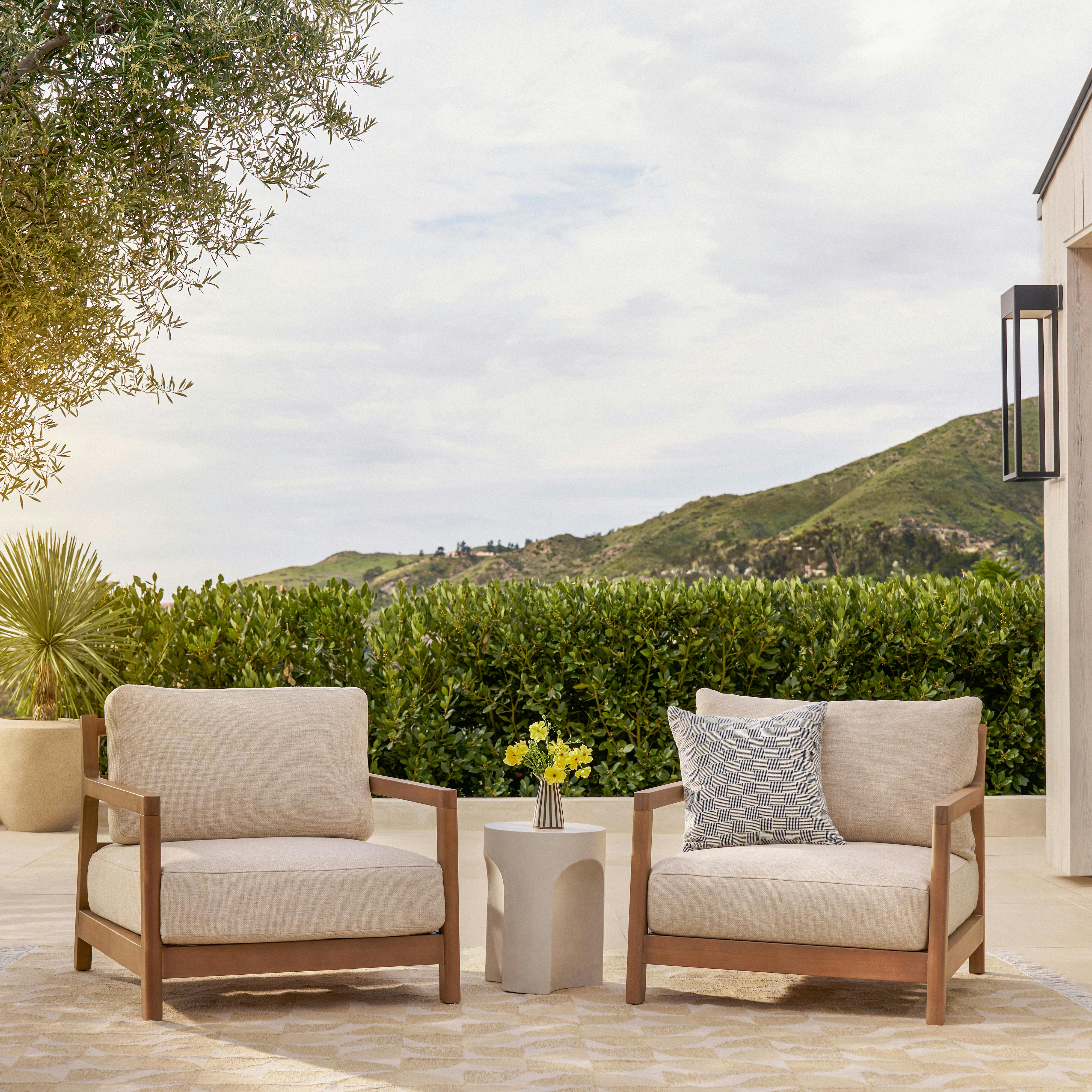 Elise 34" Outdoor Lounge Chair Set - Basket Beige