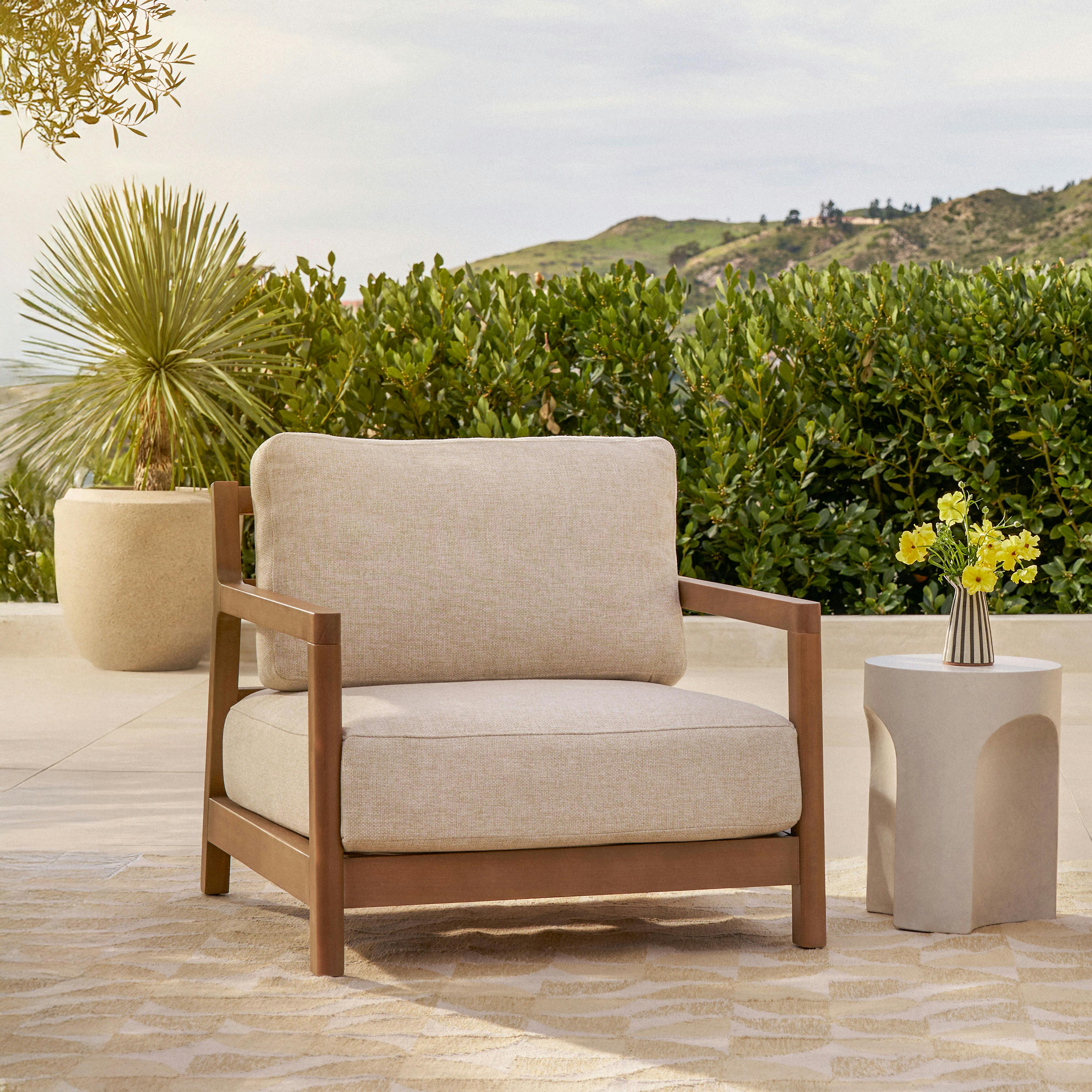 Elise 34" Outdoor Lounge Chair - Basket Beige