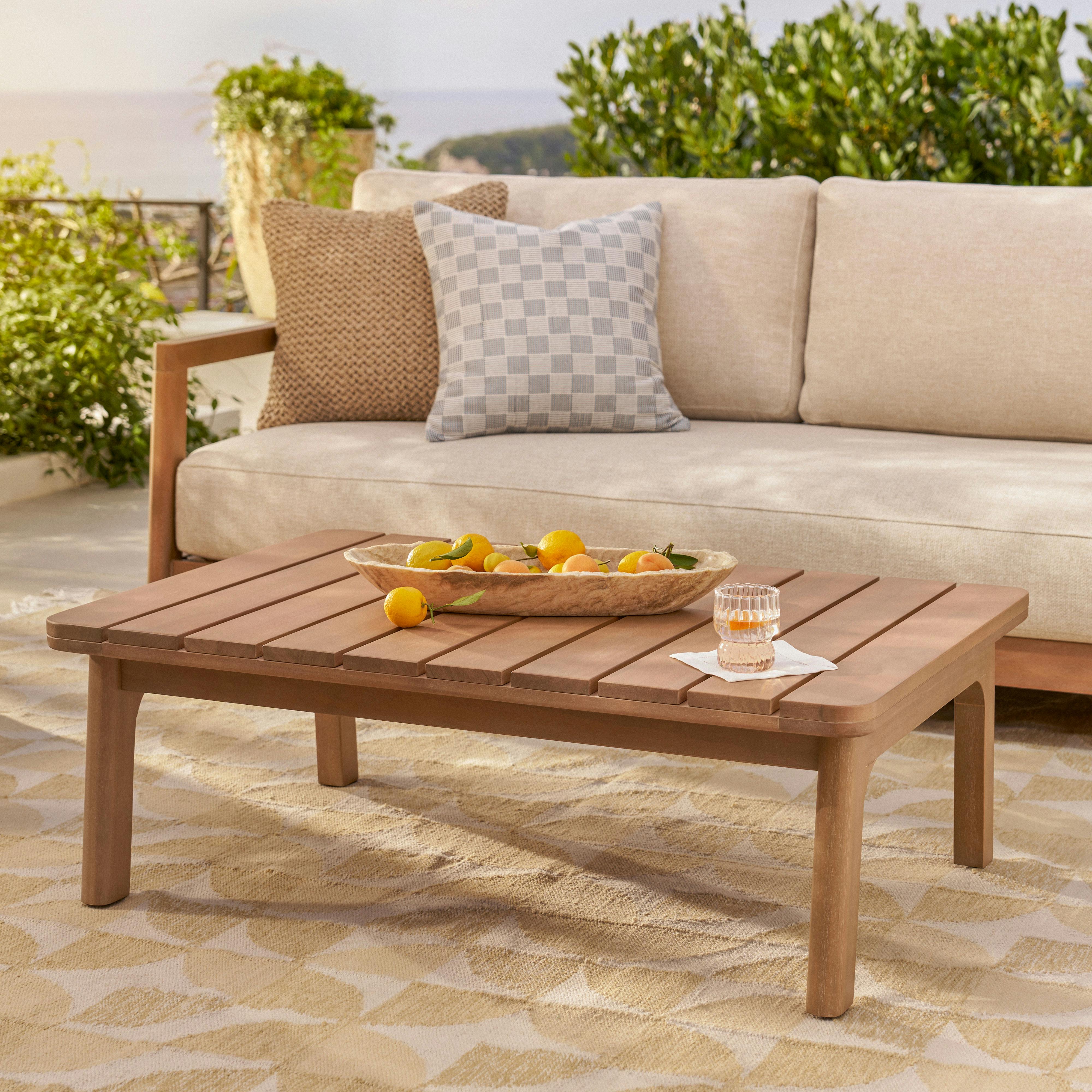 Elise 43" Outdoor Coffee Table - Light Eucalyptus