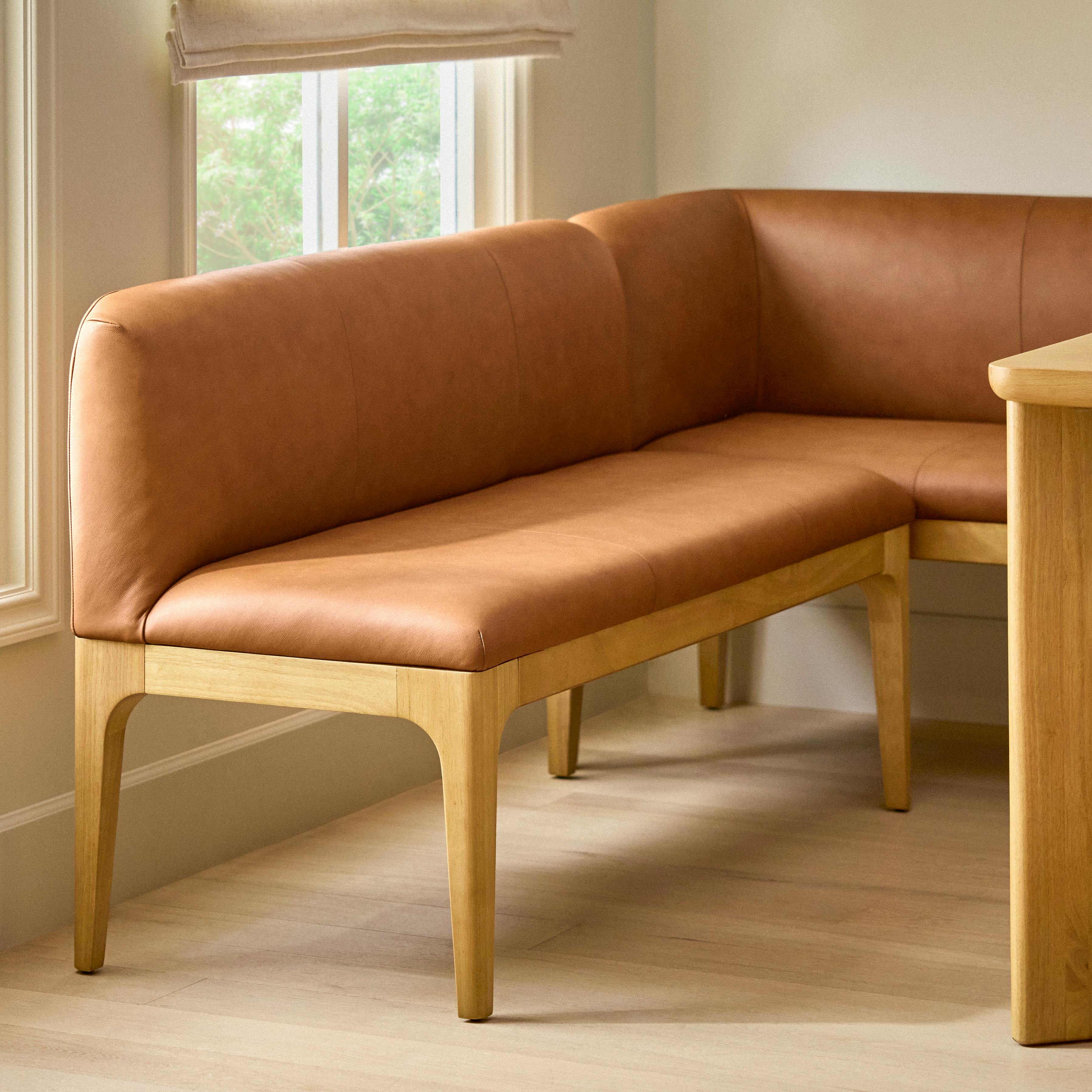 Rosin 53" Leather Armless Banquette - Natural Oak and Lucia Tan