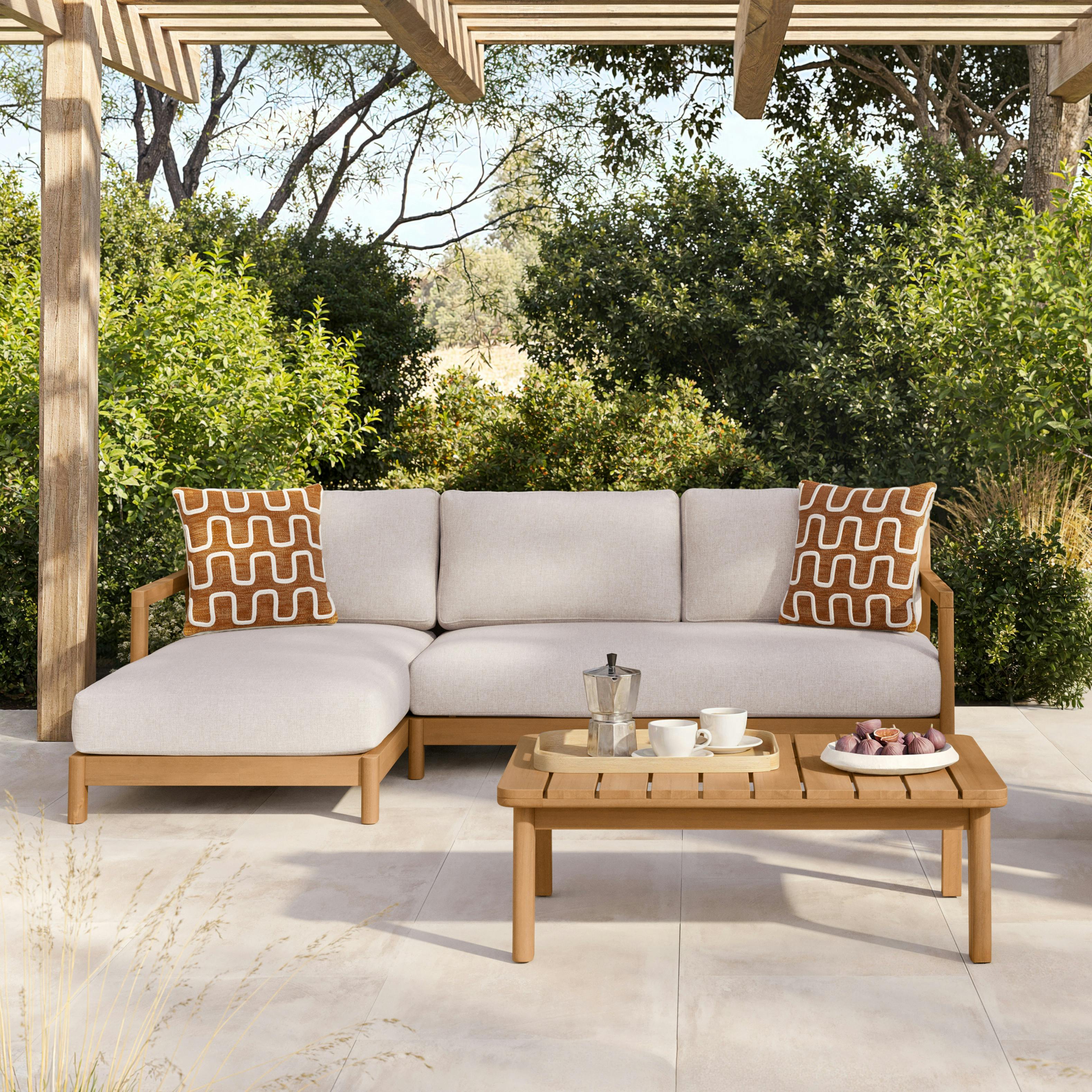 Elise 100" Outdoor Left Sectional Set - Basket Beige