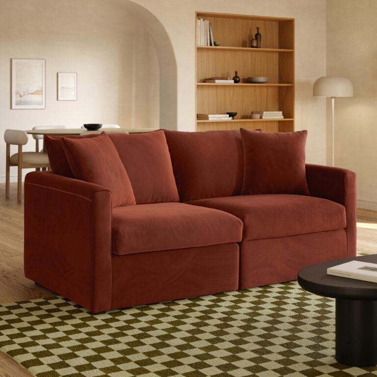Lenae 72" Velvet Modular Loveseat - Hale Rust