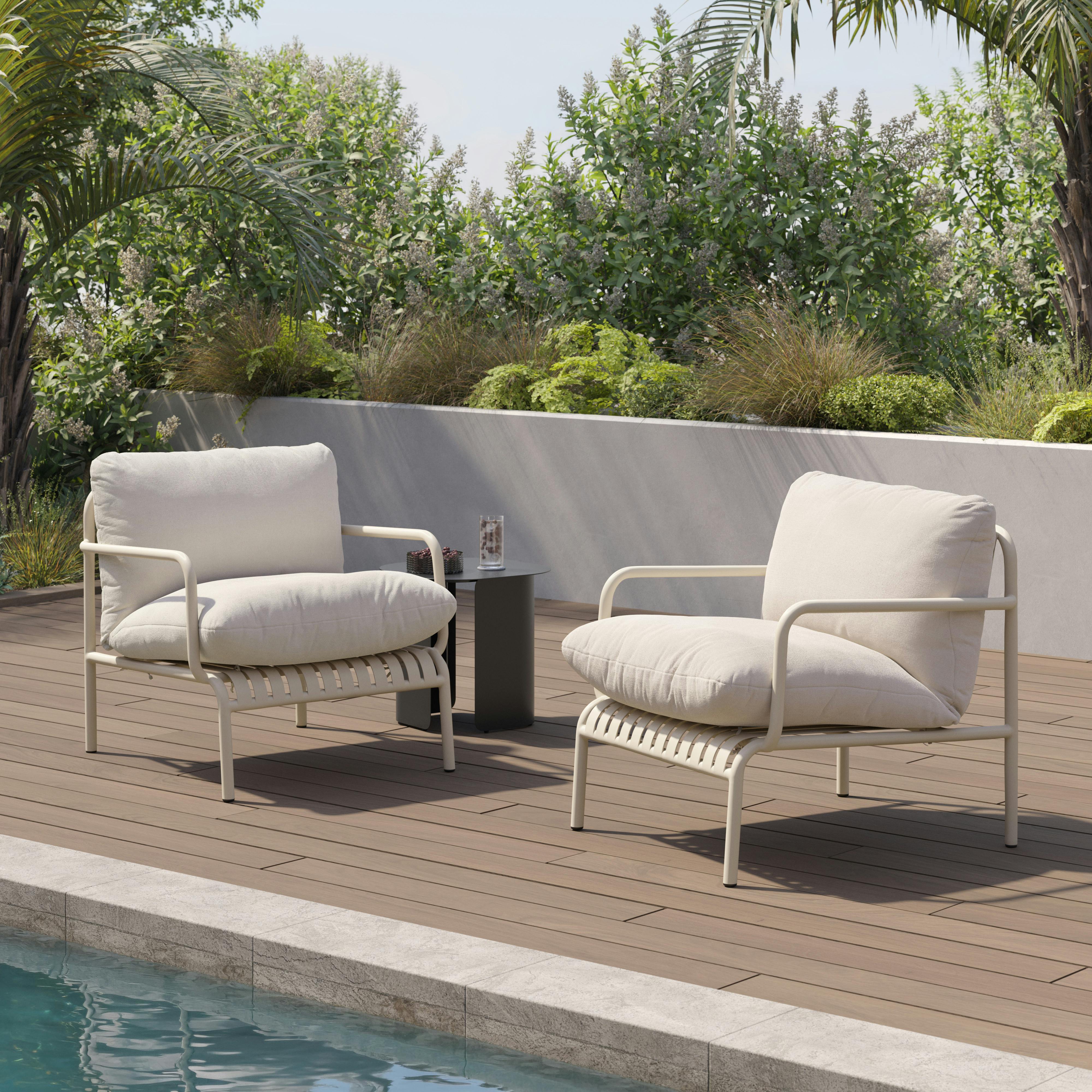 Sarek 31.5" Outdoor Lounge Chair Set - Sunbrella® Linen