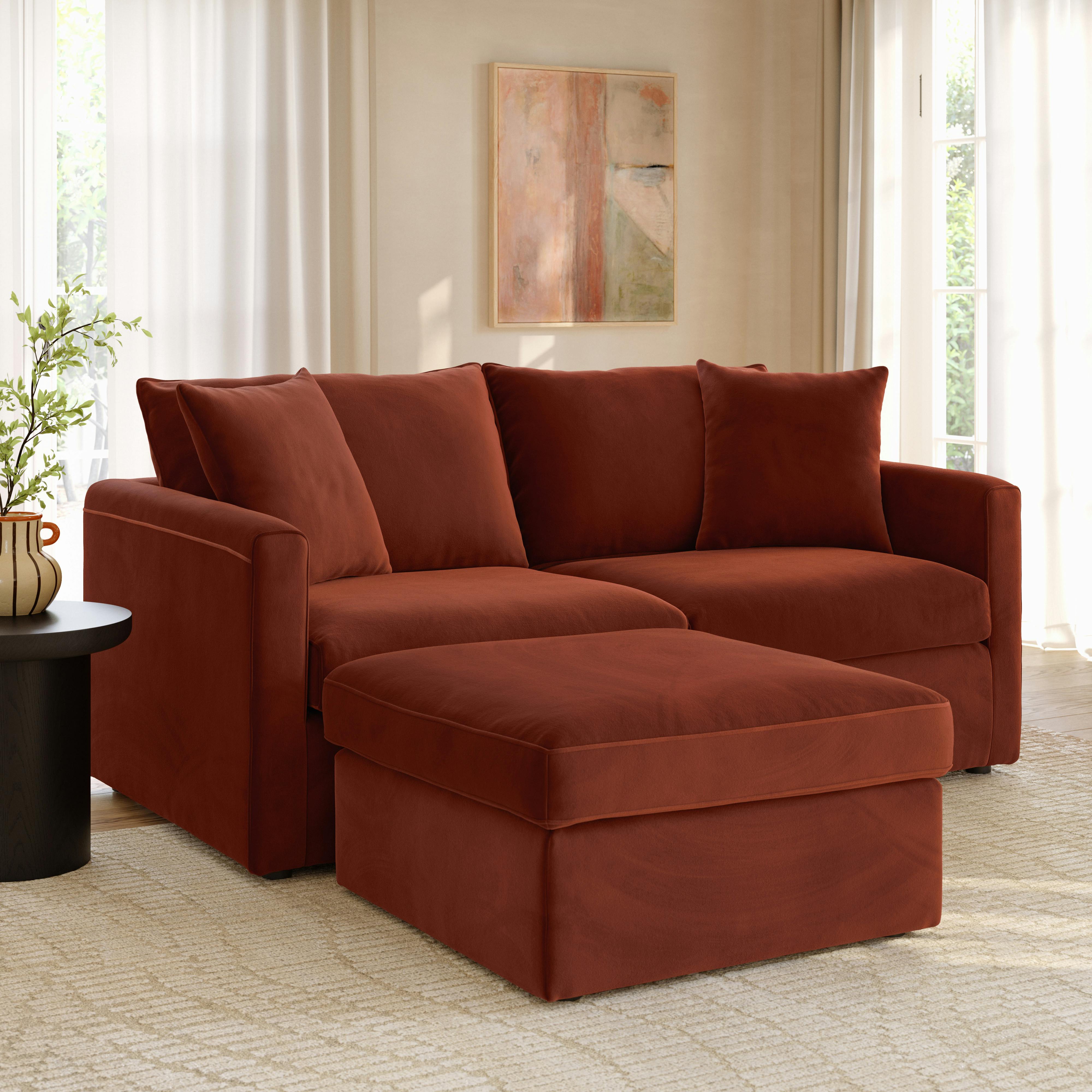 Lenae 72" Velvet Modular Sectional - Hale Rust