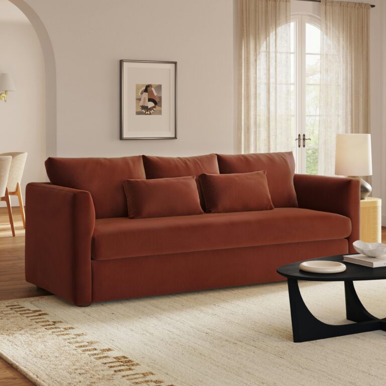 Marina 90" Velvet Sofa - Hale Rust