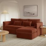 Marina 90" Velvet Reversible Storage Sleeper Sectional - Hale Rust