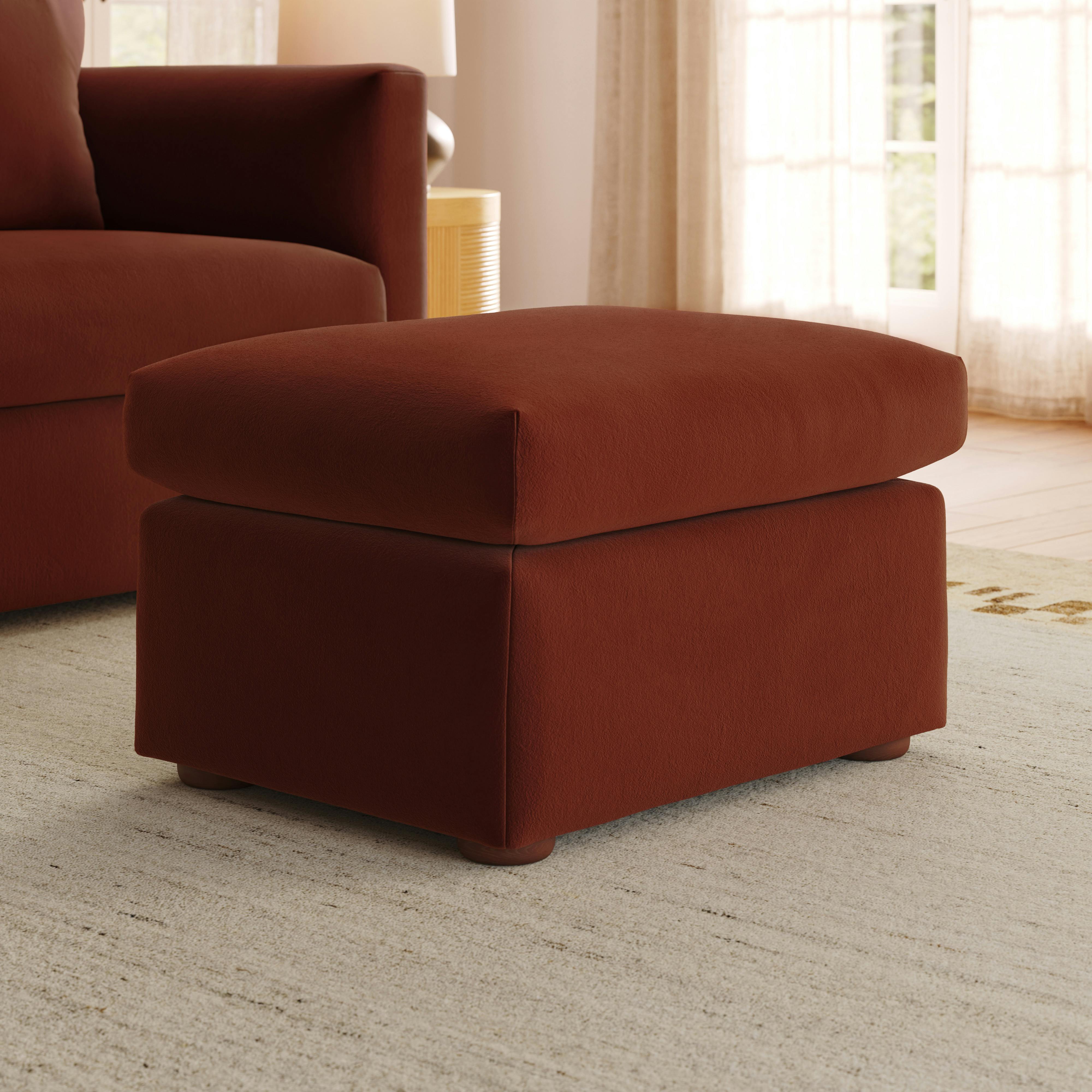 Marina 28.5" Velvet Ottoman - Hale Rust