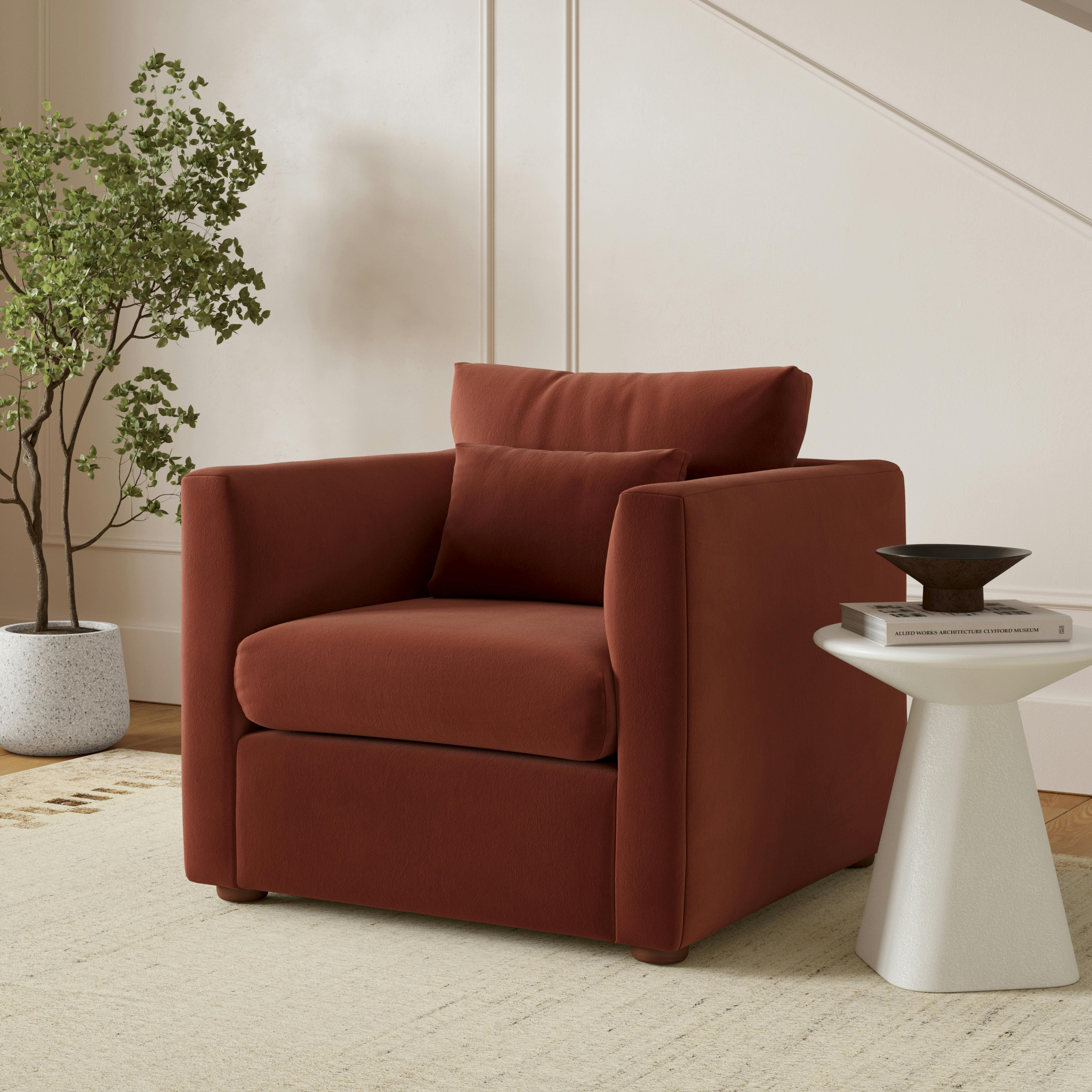 Marina 38" Velvet Lounge Chair - Hale Rust