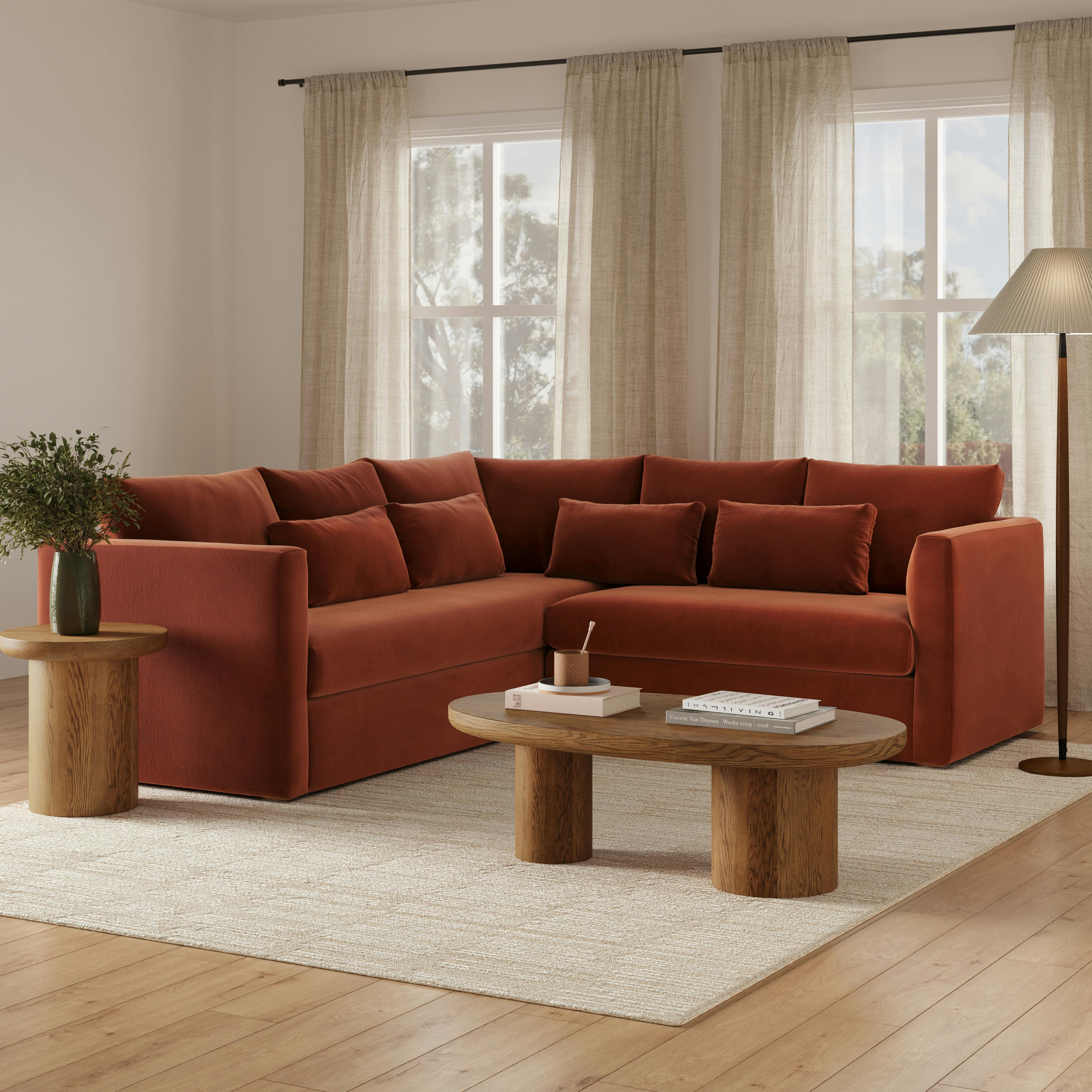 Marina 92" Velvet Corner Sectional - Hale Rust