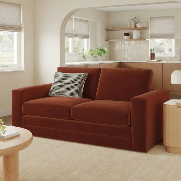 Riley 74" Velvet Loveseat - Hale Rust