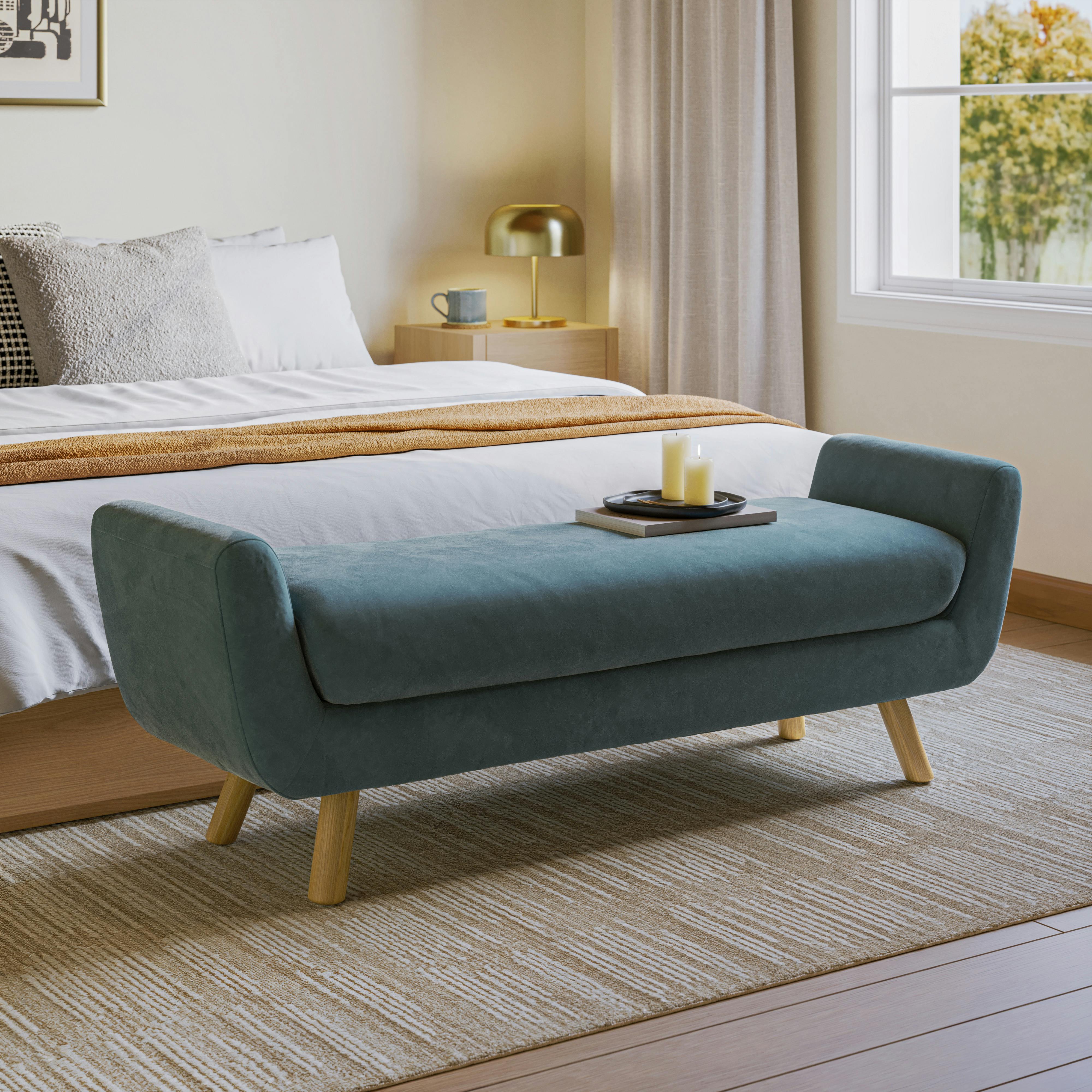 Gabriola 60" Velvet Bench - Hale Chambray
