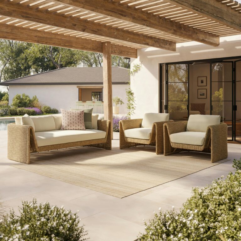 Willa 80" Outdoor Wicker Sofa Set - Dravite Ivory