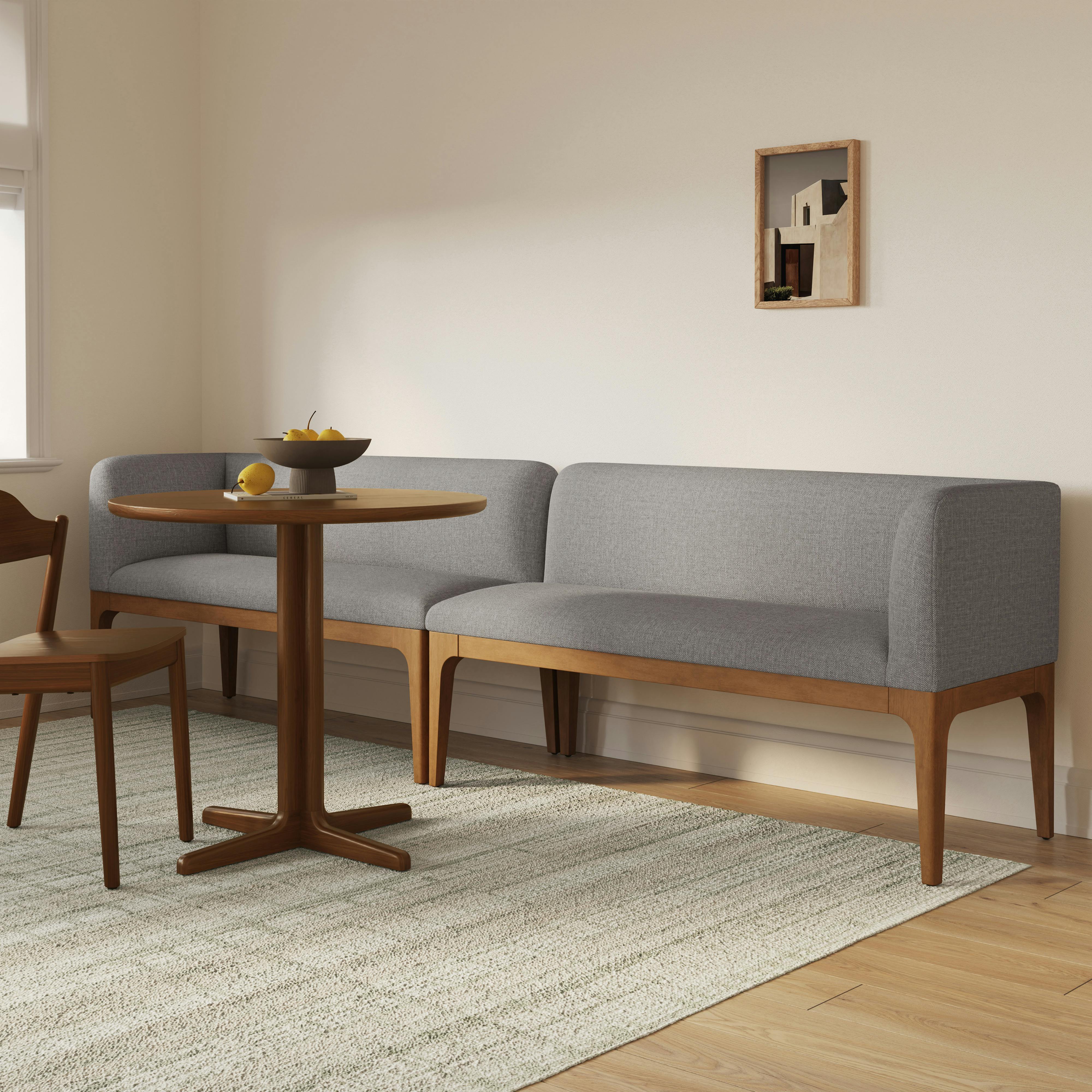 Rosin 113.5" Long Banquette Set - Smoked Oak and Hestia Gray