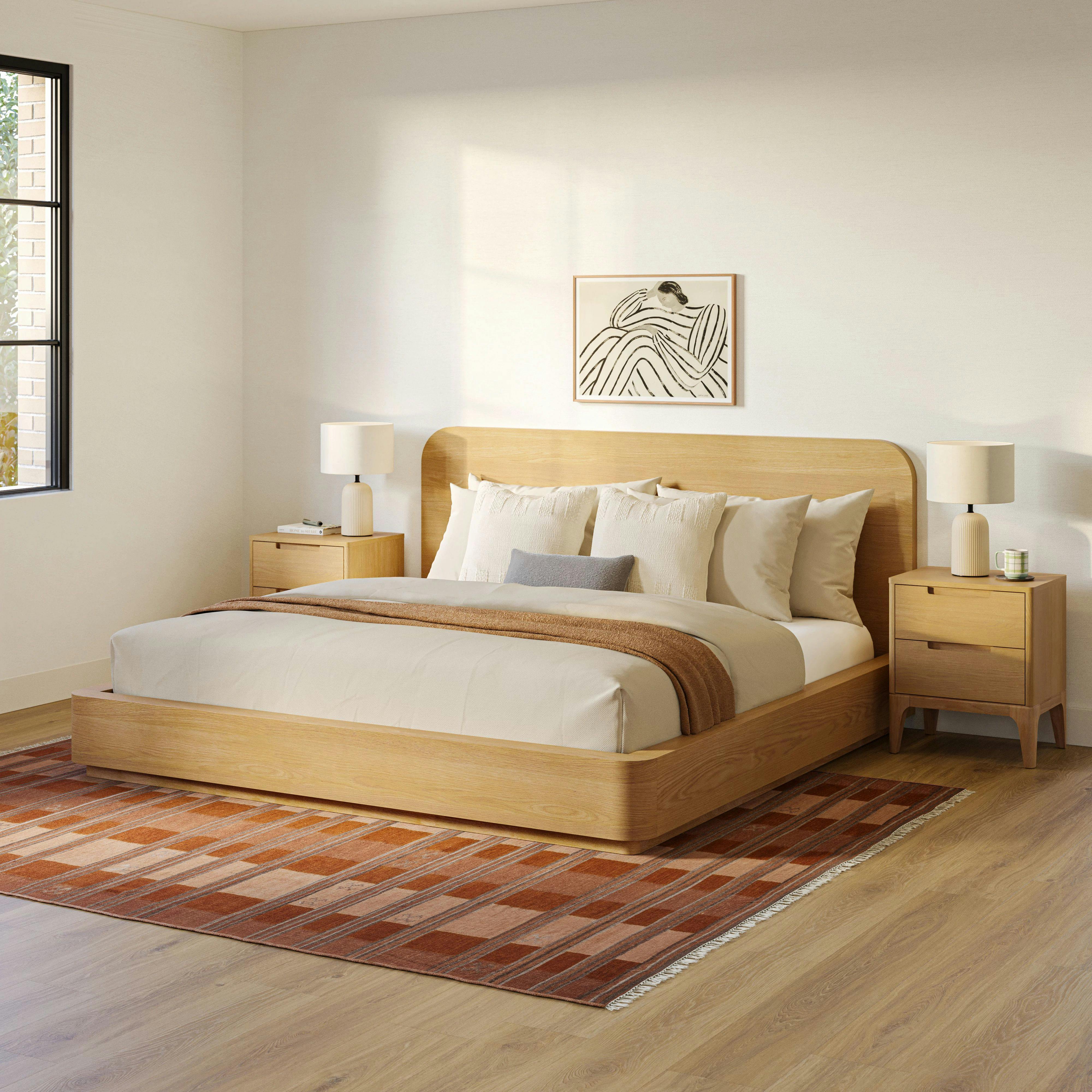 Maren King Bed - Natural Oak