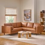 Sven 91" Tufted Leather Corner Sectional - Salerno Tan