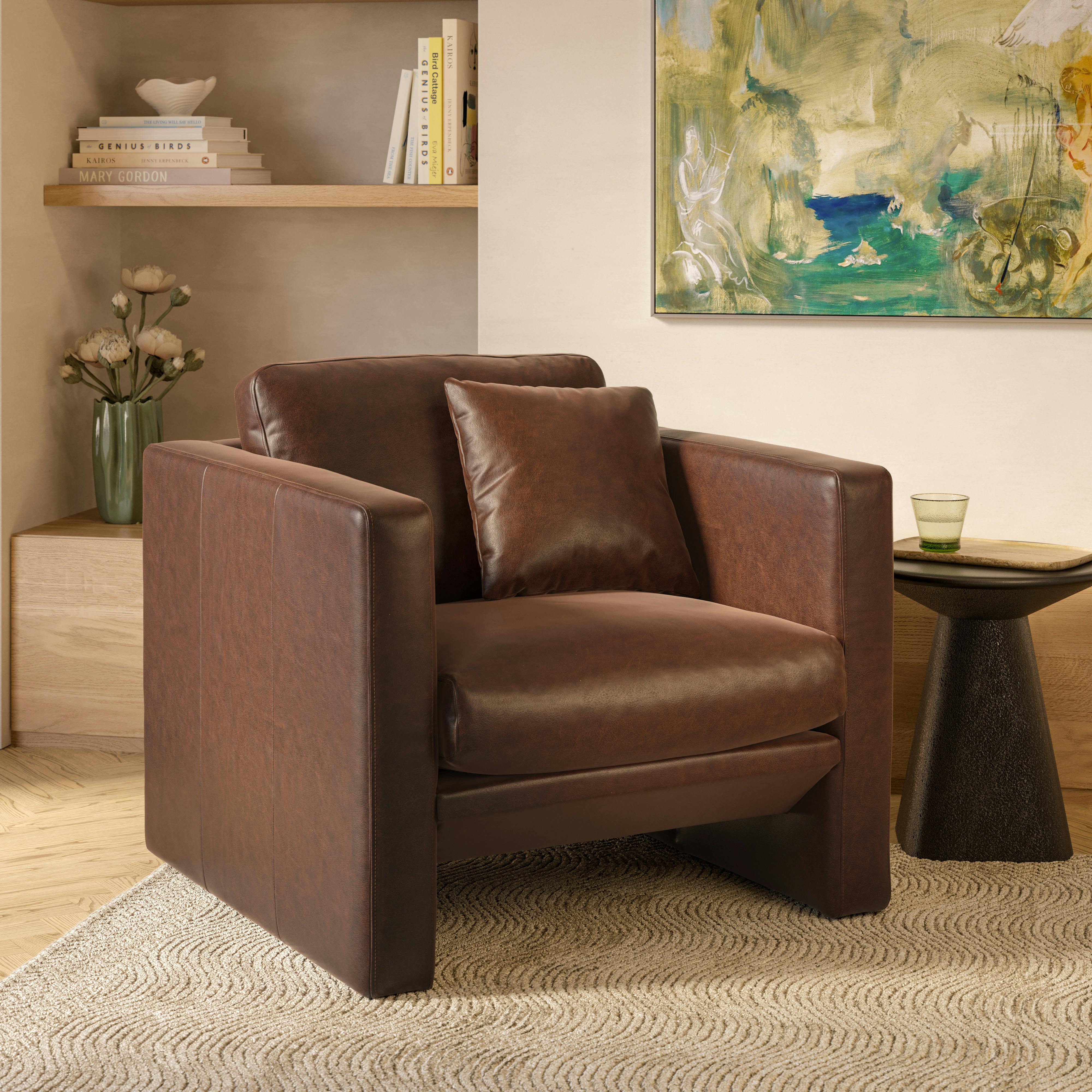 Roxwell 37.5" Leather Lounge Chair - Taos Brown