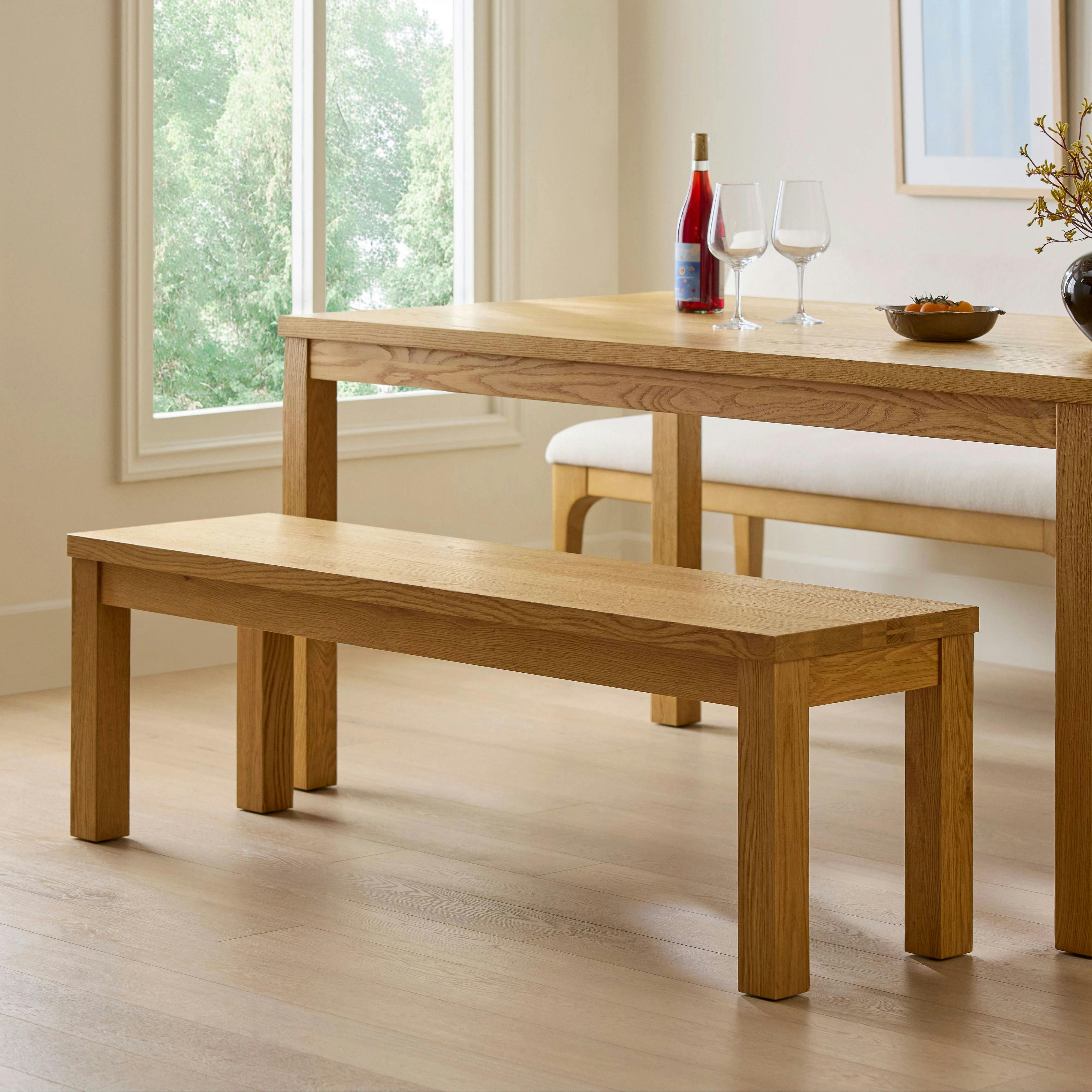 Ashford 58" Solid Wood Bench - Brushed Natural Oak