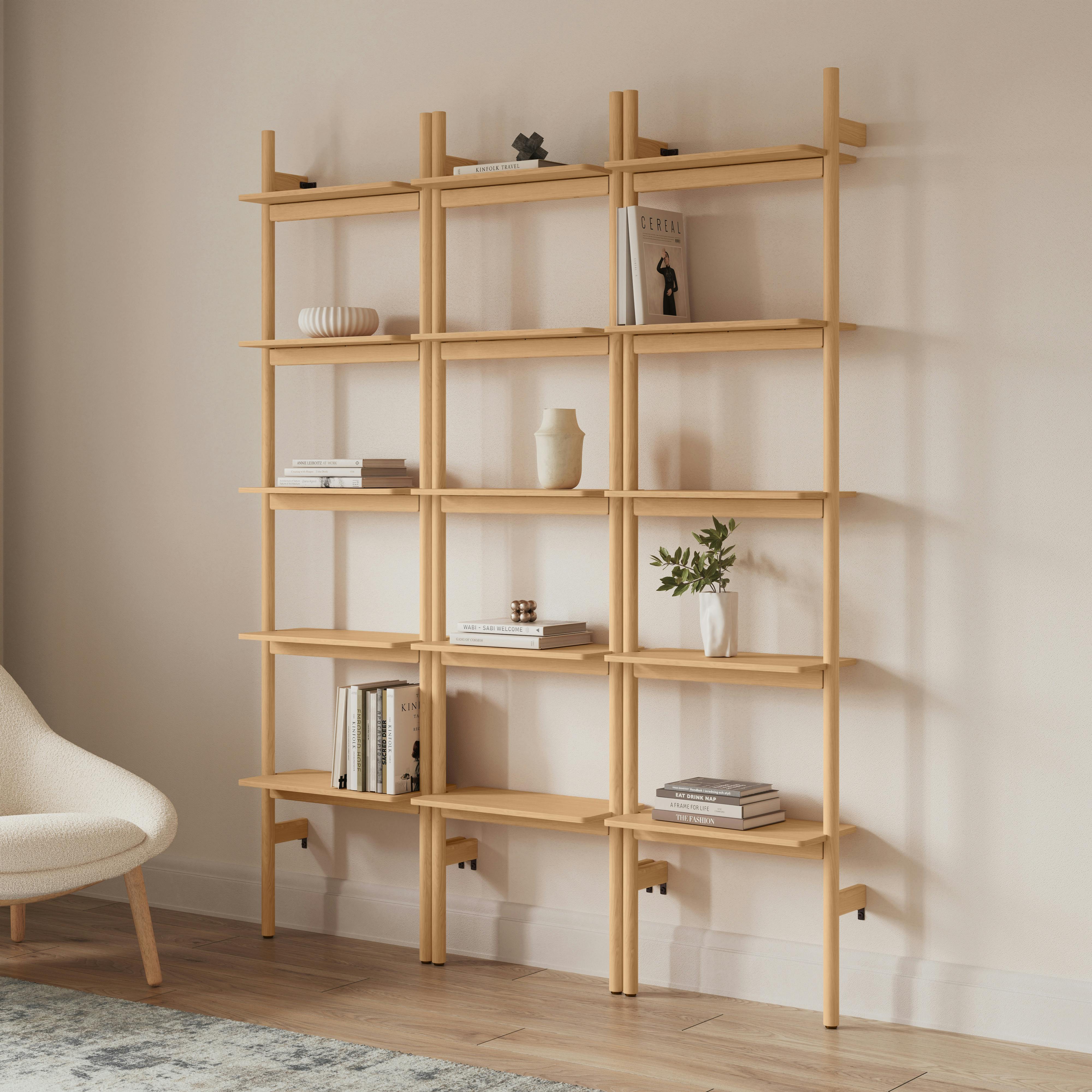 Heidi 63" Three-Piece Shelving Unit Set - White Oak