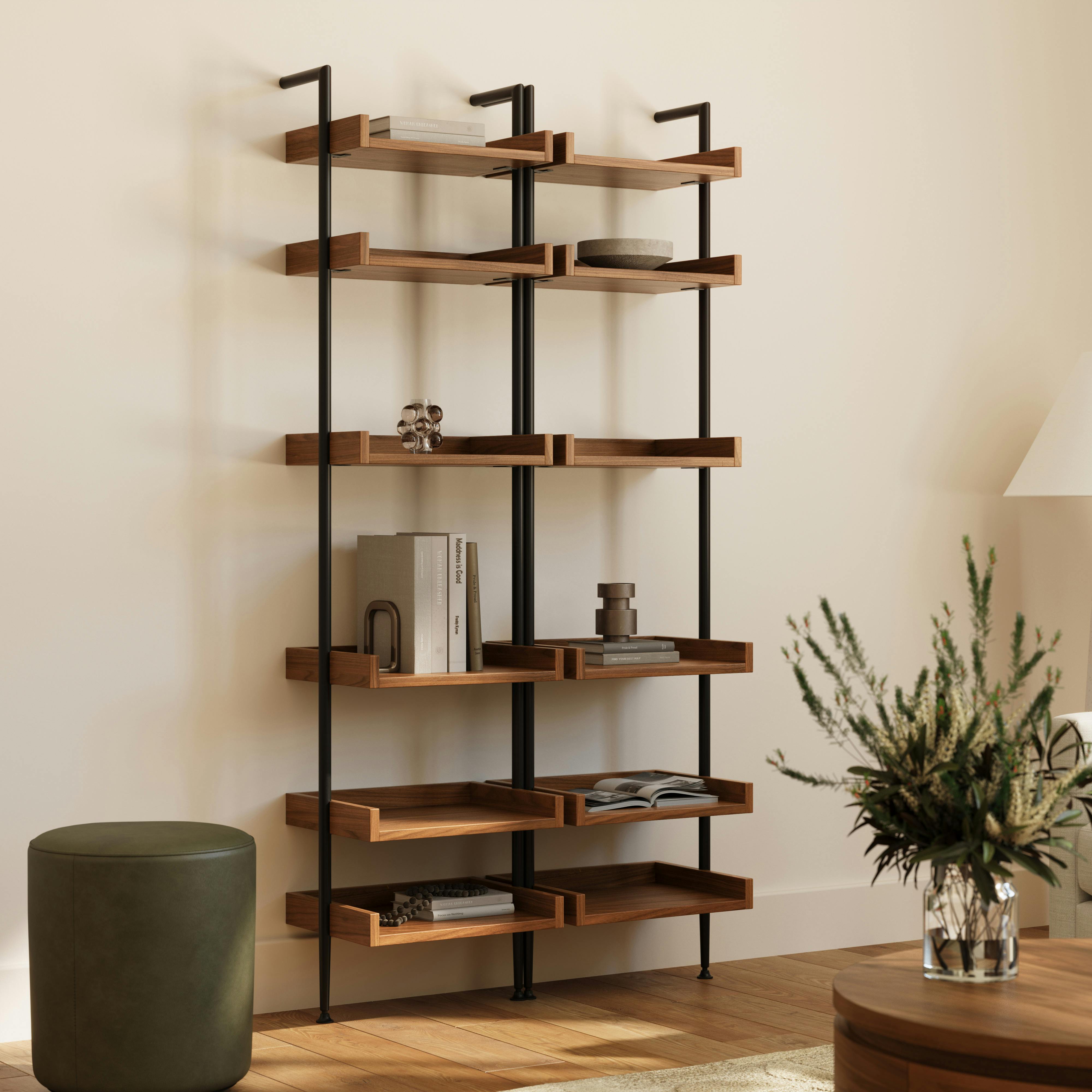 Newberry 39" Two-Piece Shelving Unit Set - Walnut