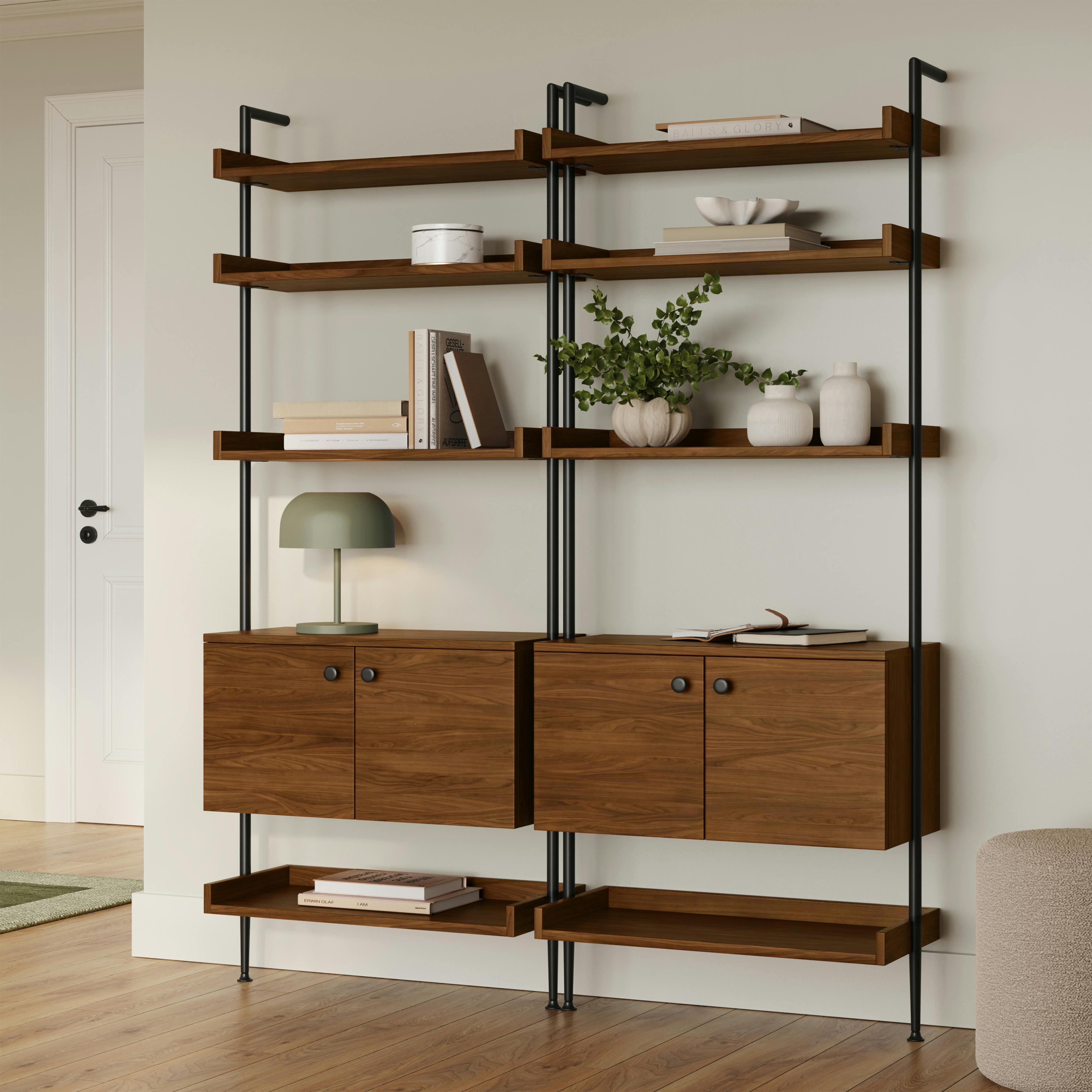 Newberry 62.5" Two-Piece Shelving Unit Set - Walnut
