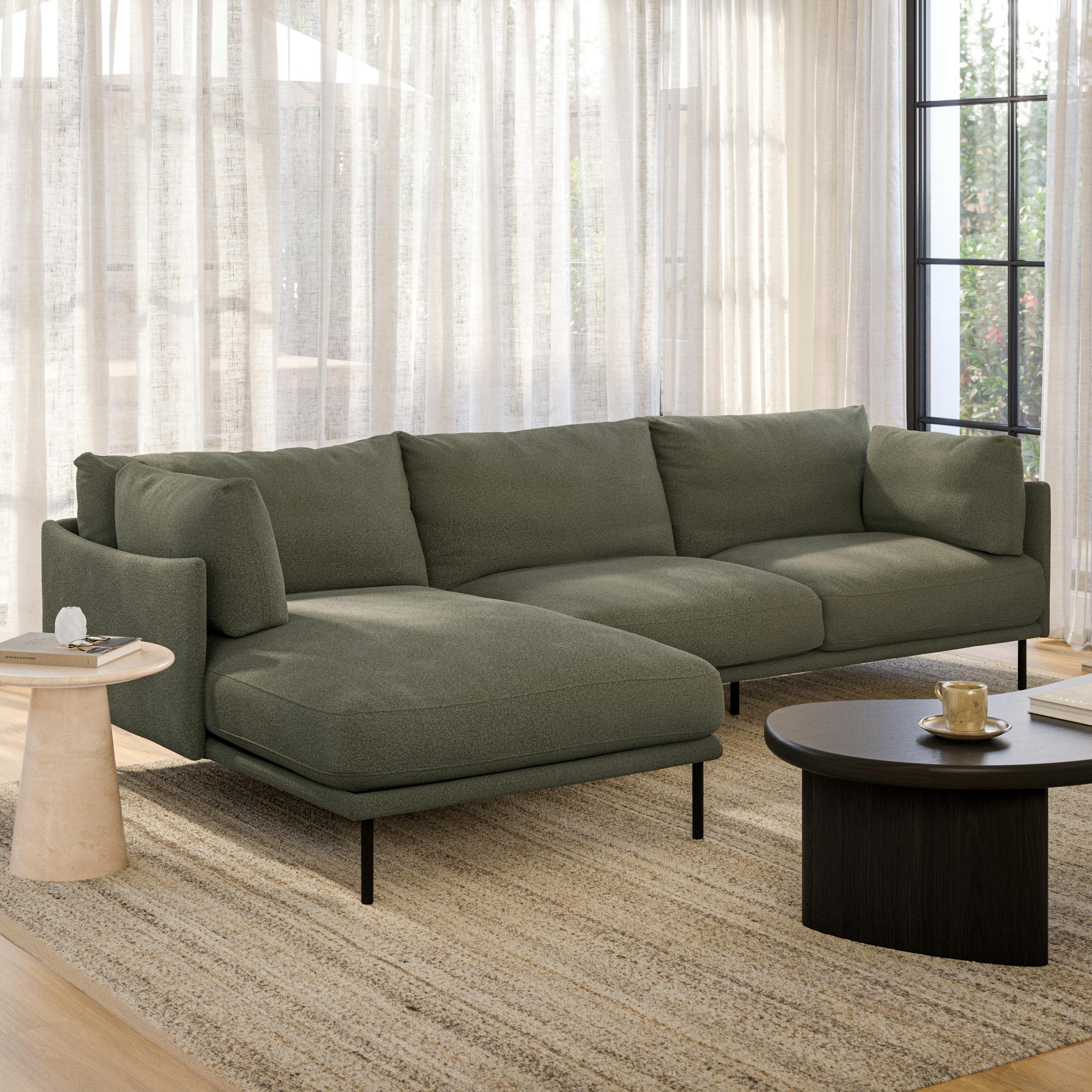 Olsen 110" Left Sectional - Ratine Vine Green