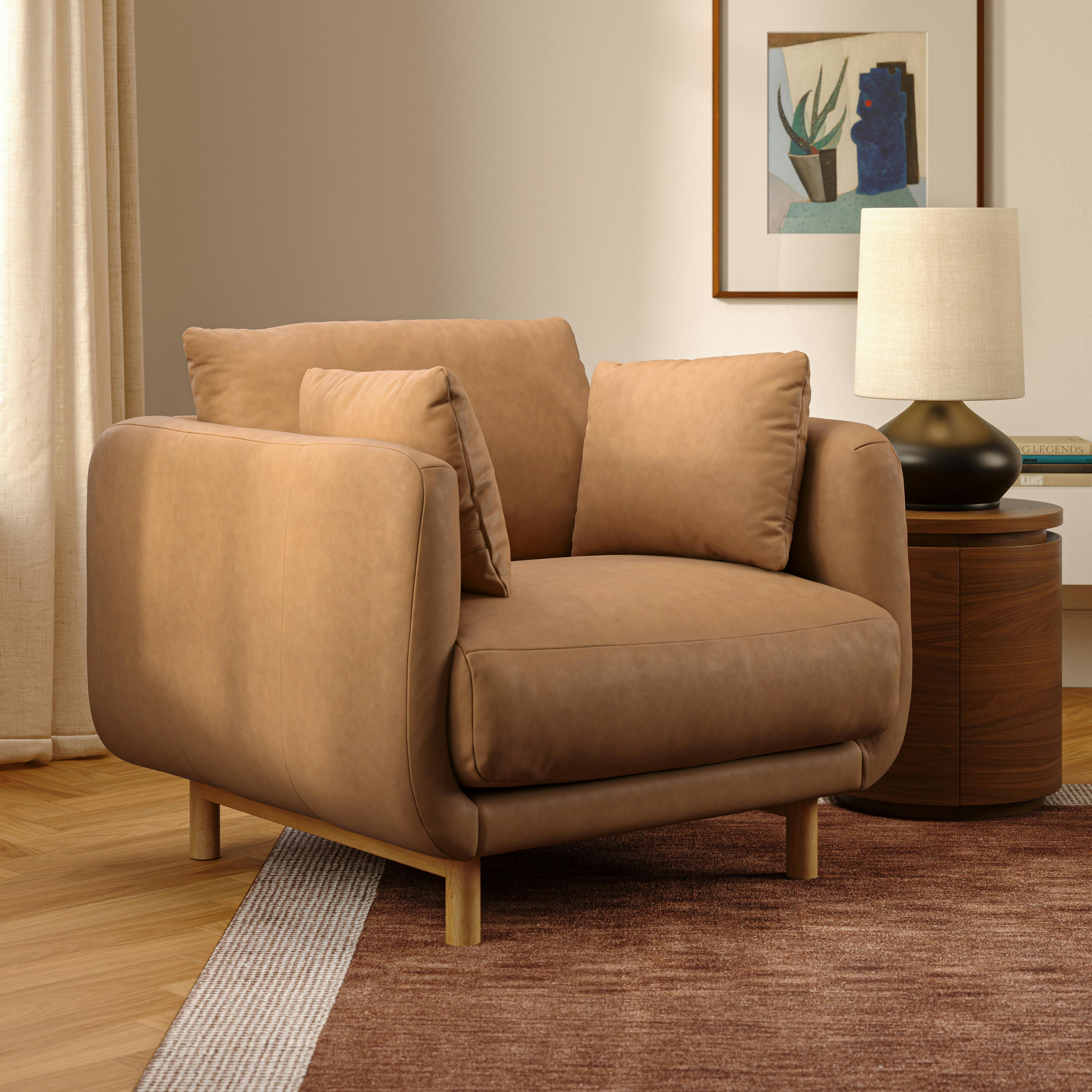 Nora 40.5" Leather Lounge Chair - Charme Tan