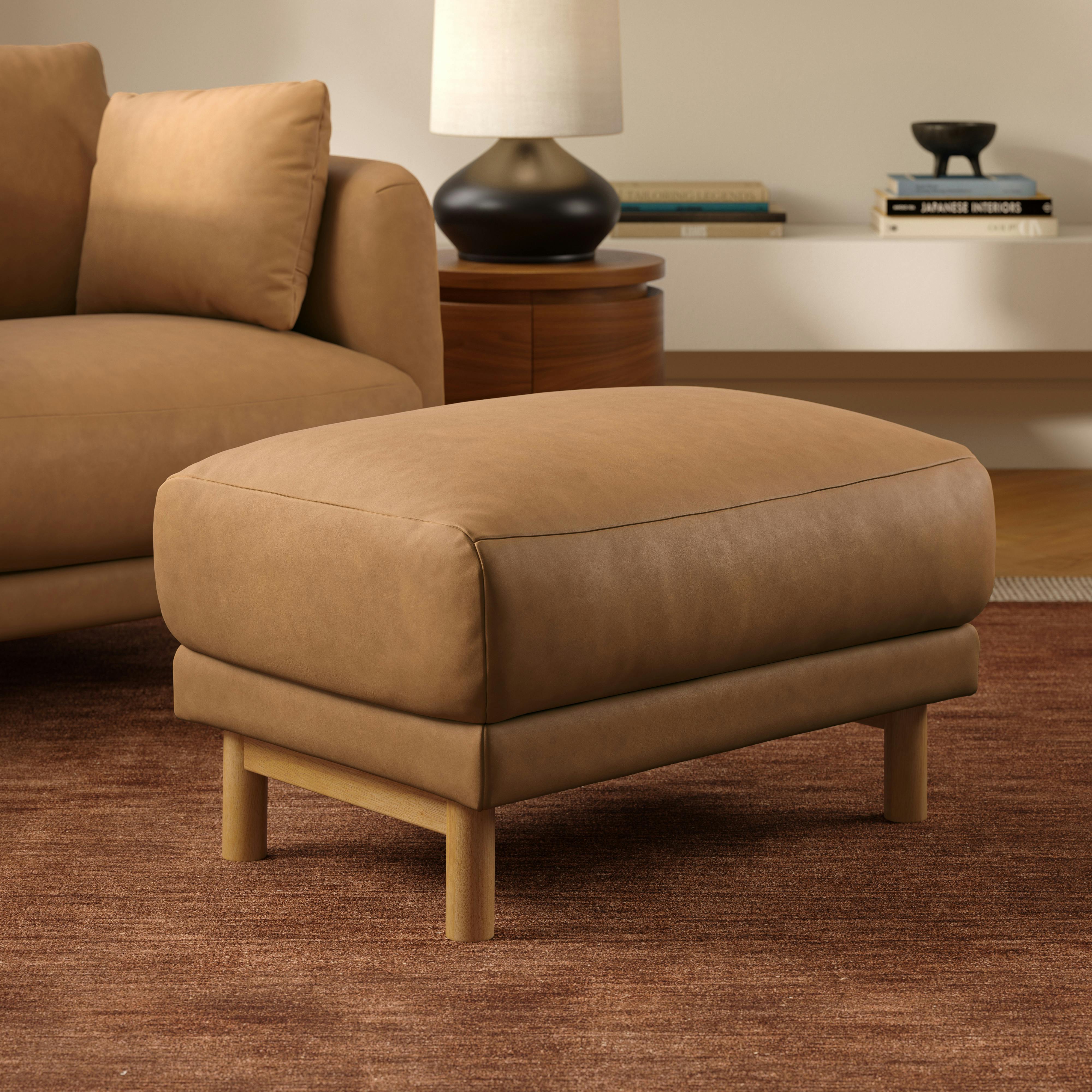 Nora 32" Leather Ottoman - Charme Tan