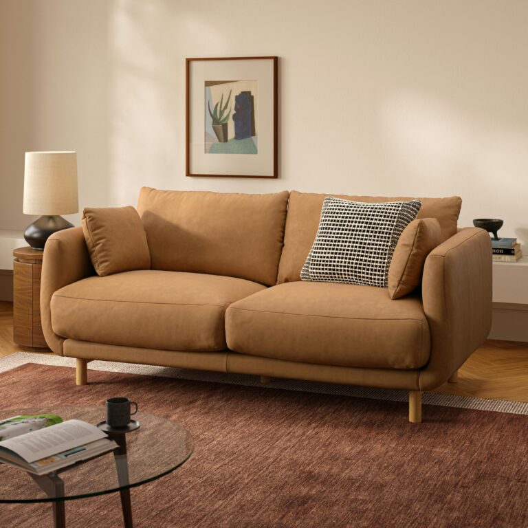 Nora 77" Leather Sofa - Charme Tan