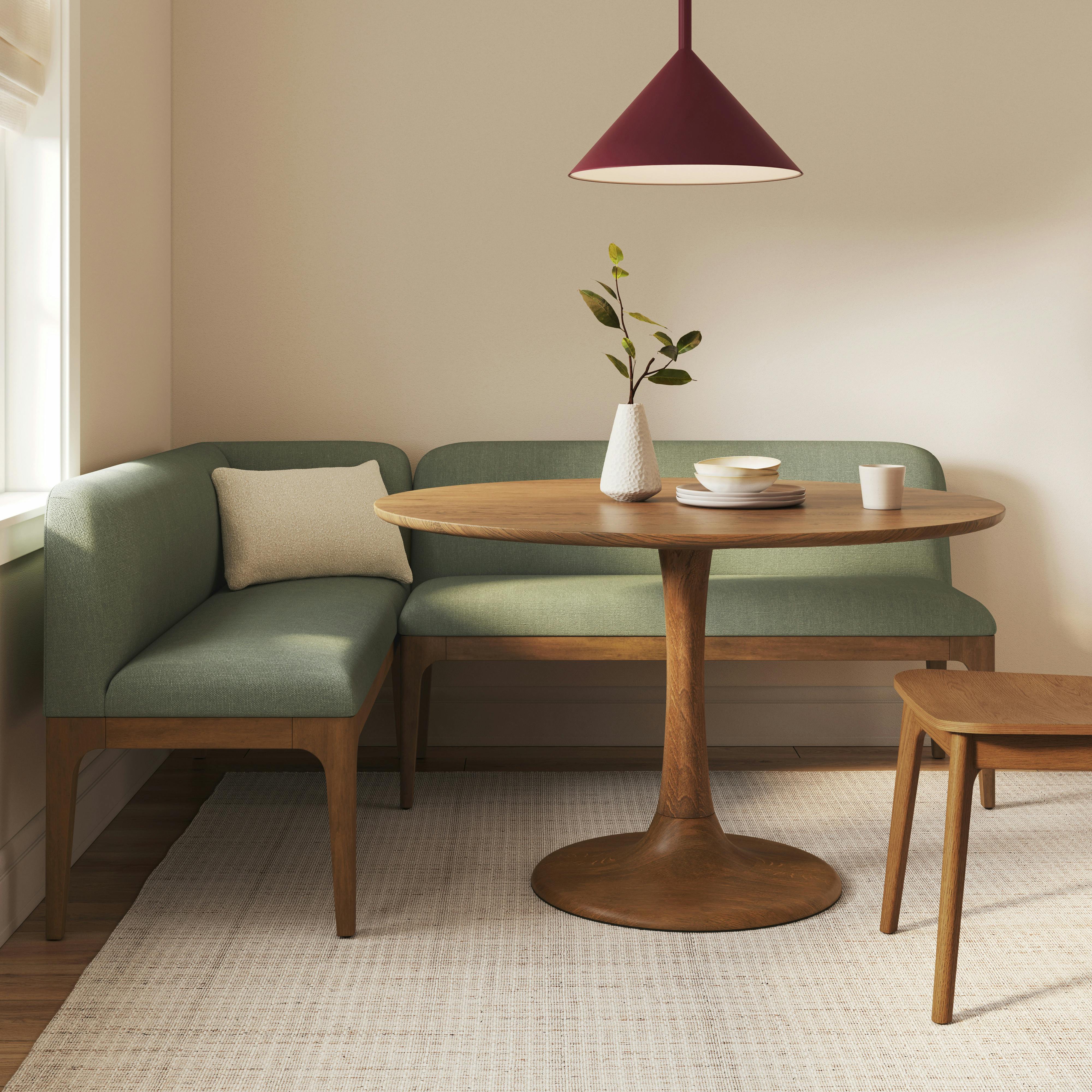 Rosin 74.75" Right Arm Banquette Set - Smoked Oak and Welsh Green