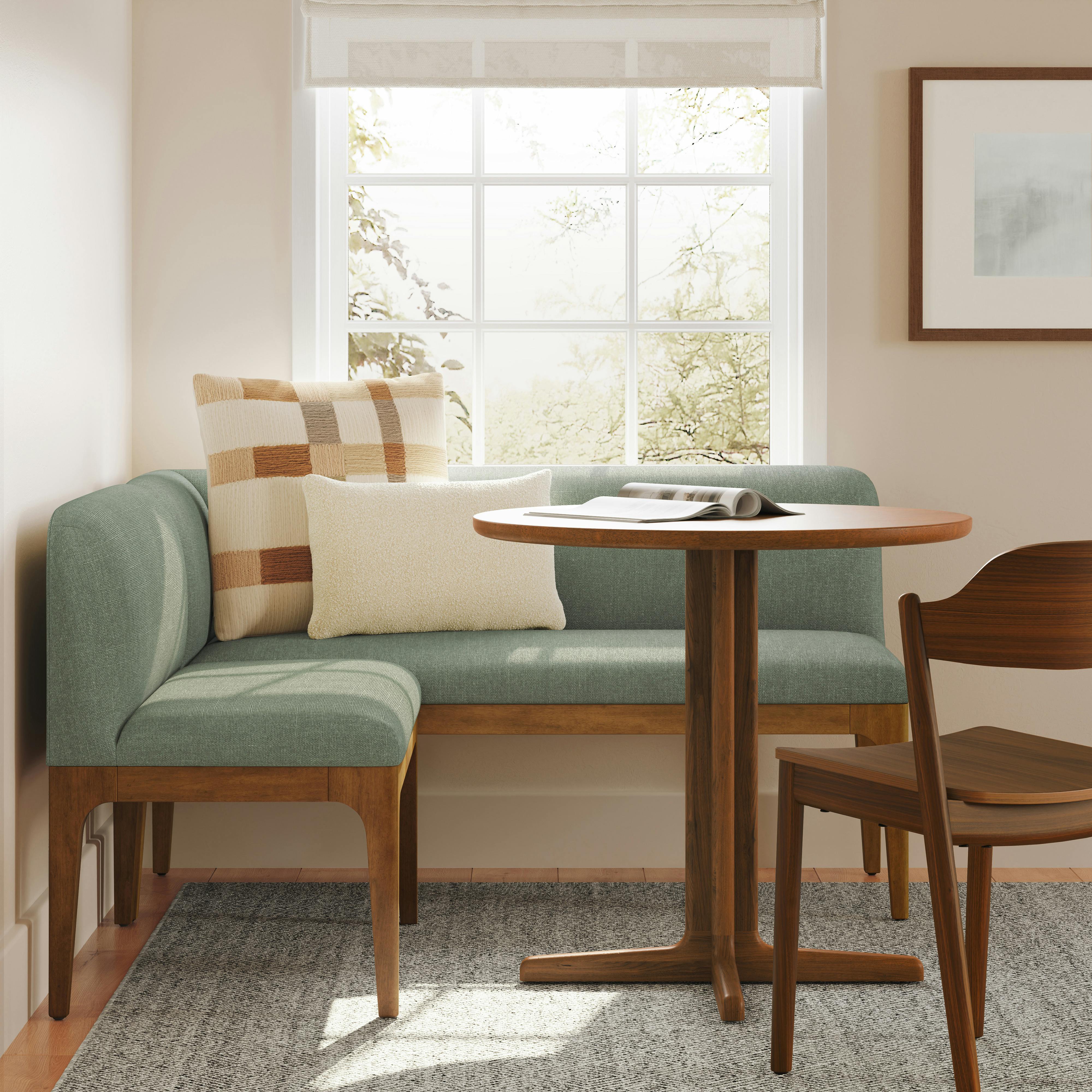 Rosin 55.75" Left Arm Banquette Set - Smoked Oak and Welsh Green