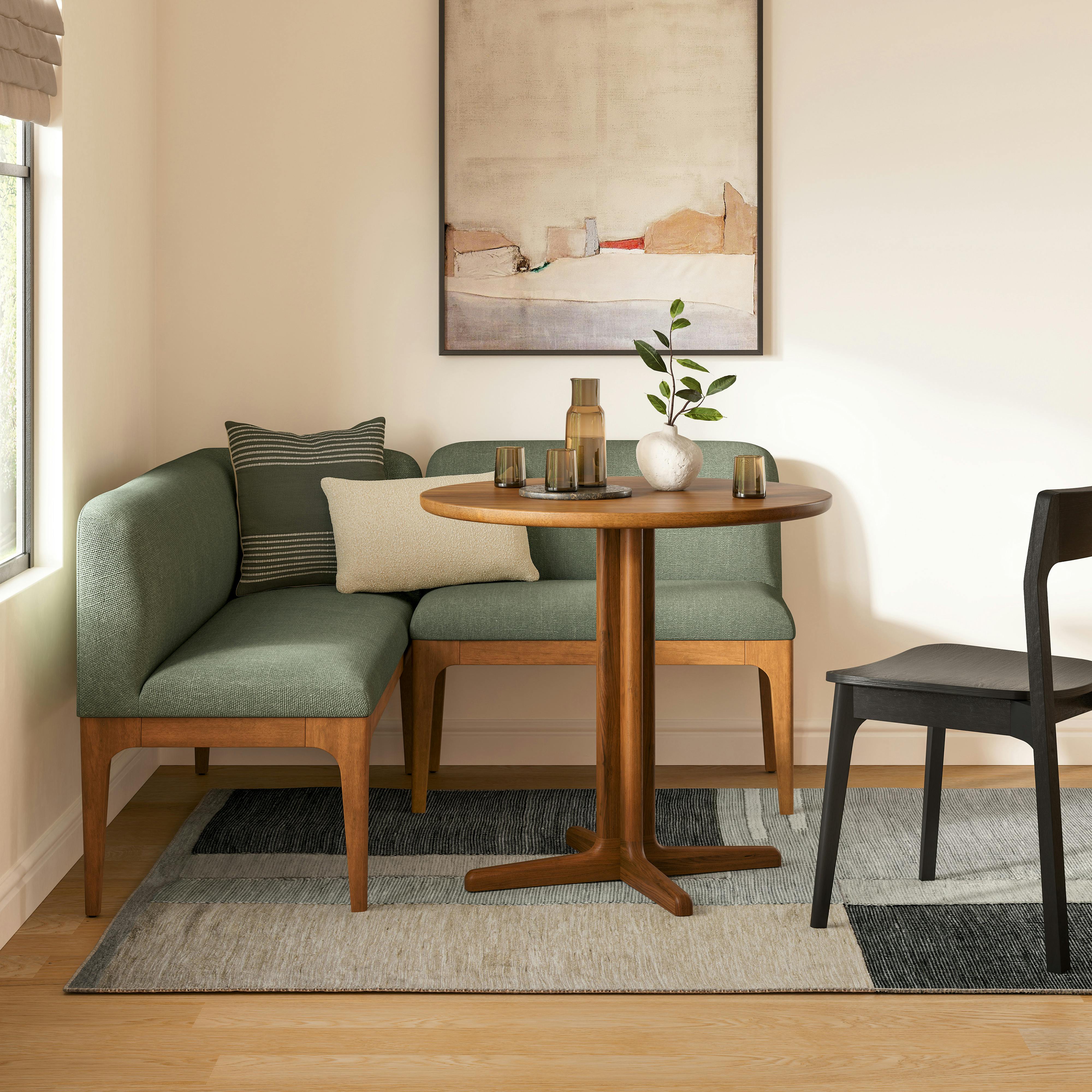 Rosin 55.75" Right Arm Banquette Set - Smoked Oak and Welsh Green