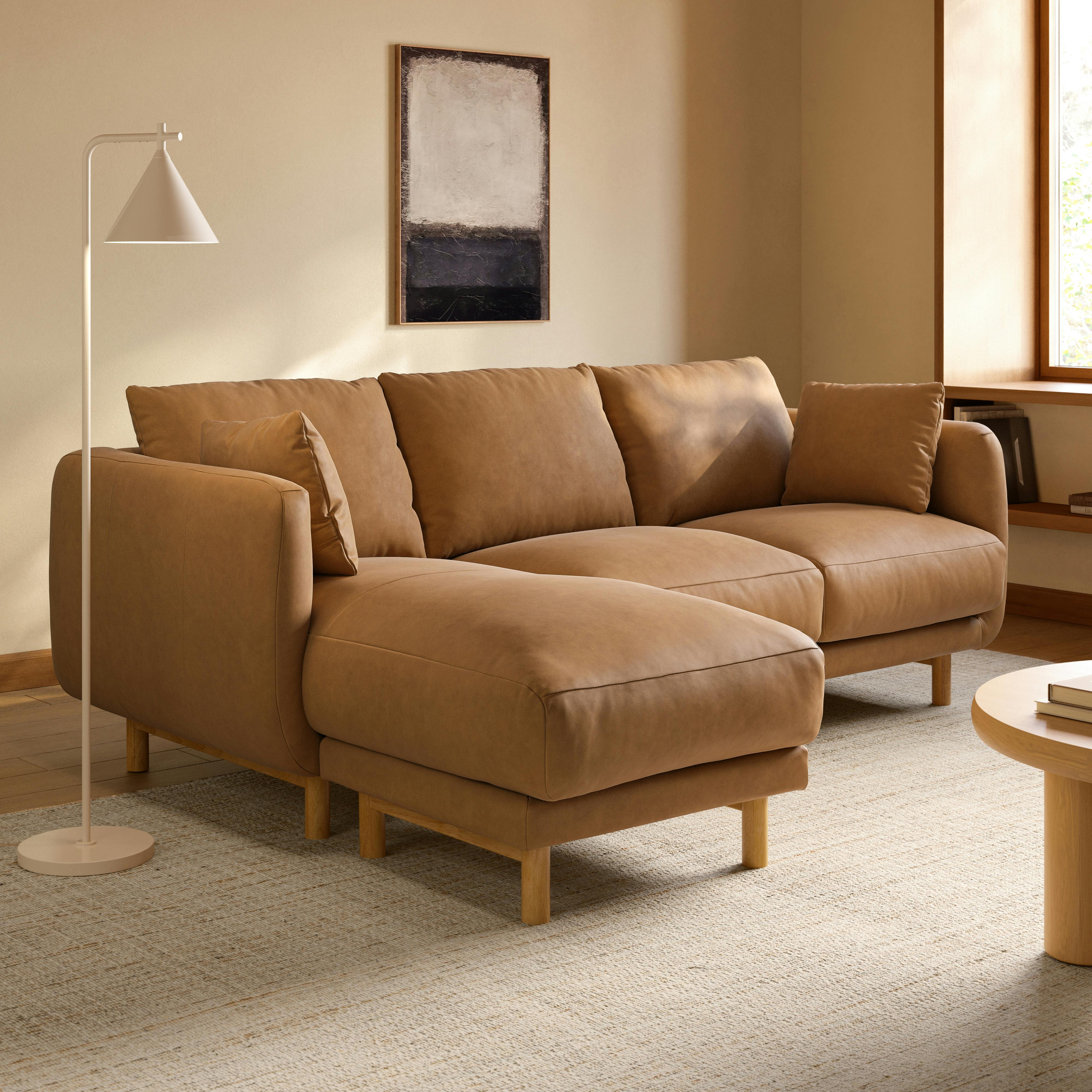 Nora 90" Leather Reversible Sectional - Charme Tan